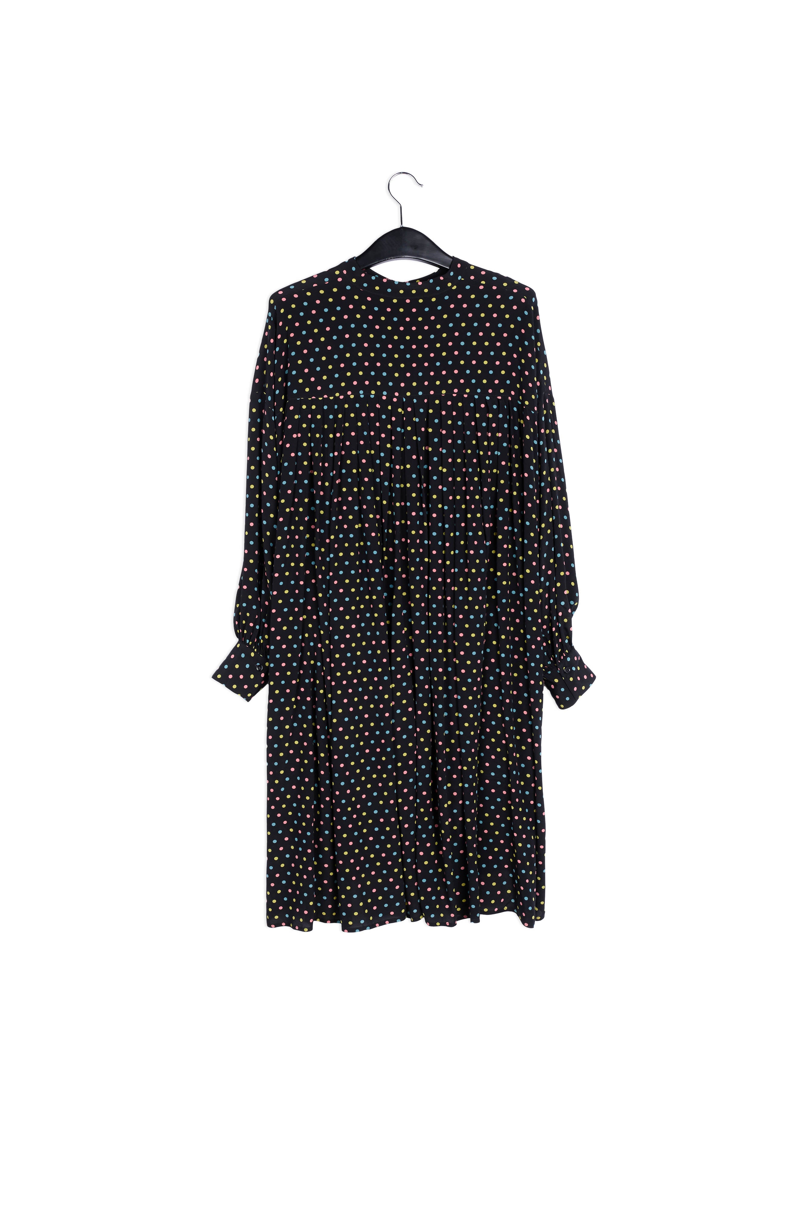 Black polka-dot shirt dress with plissé backside RE—SSENTIEL | Essentiel second hand