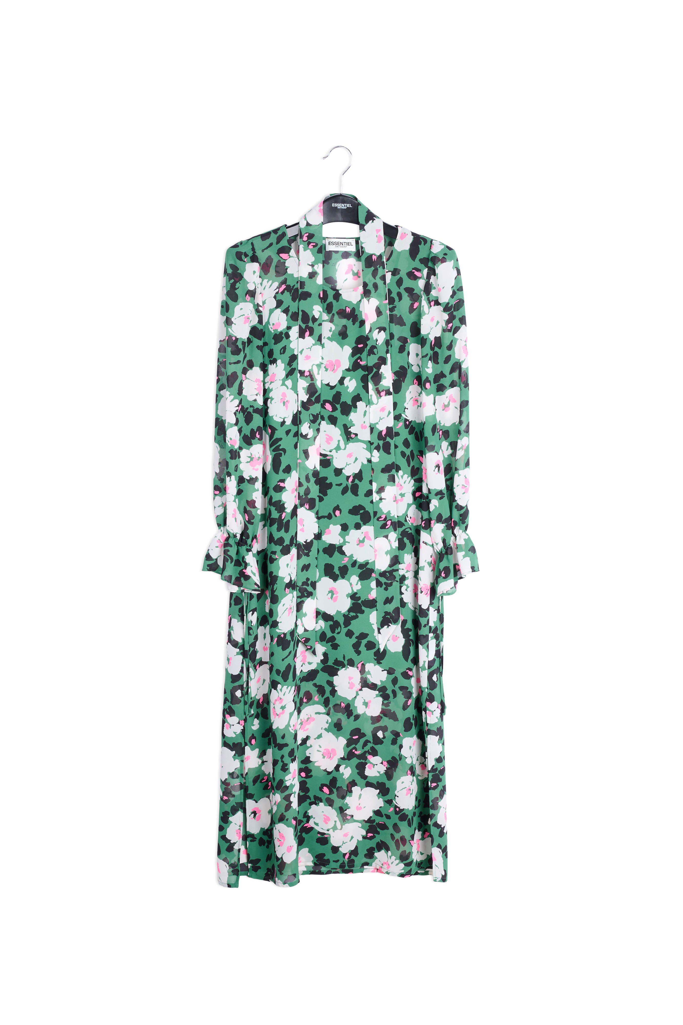 Robe midi verte à fleurs avec ceinture RE—SSENTIEL | Essentiel second hand