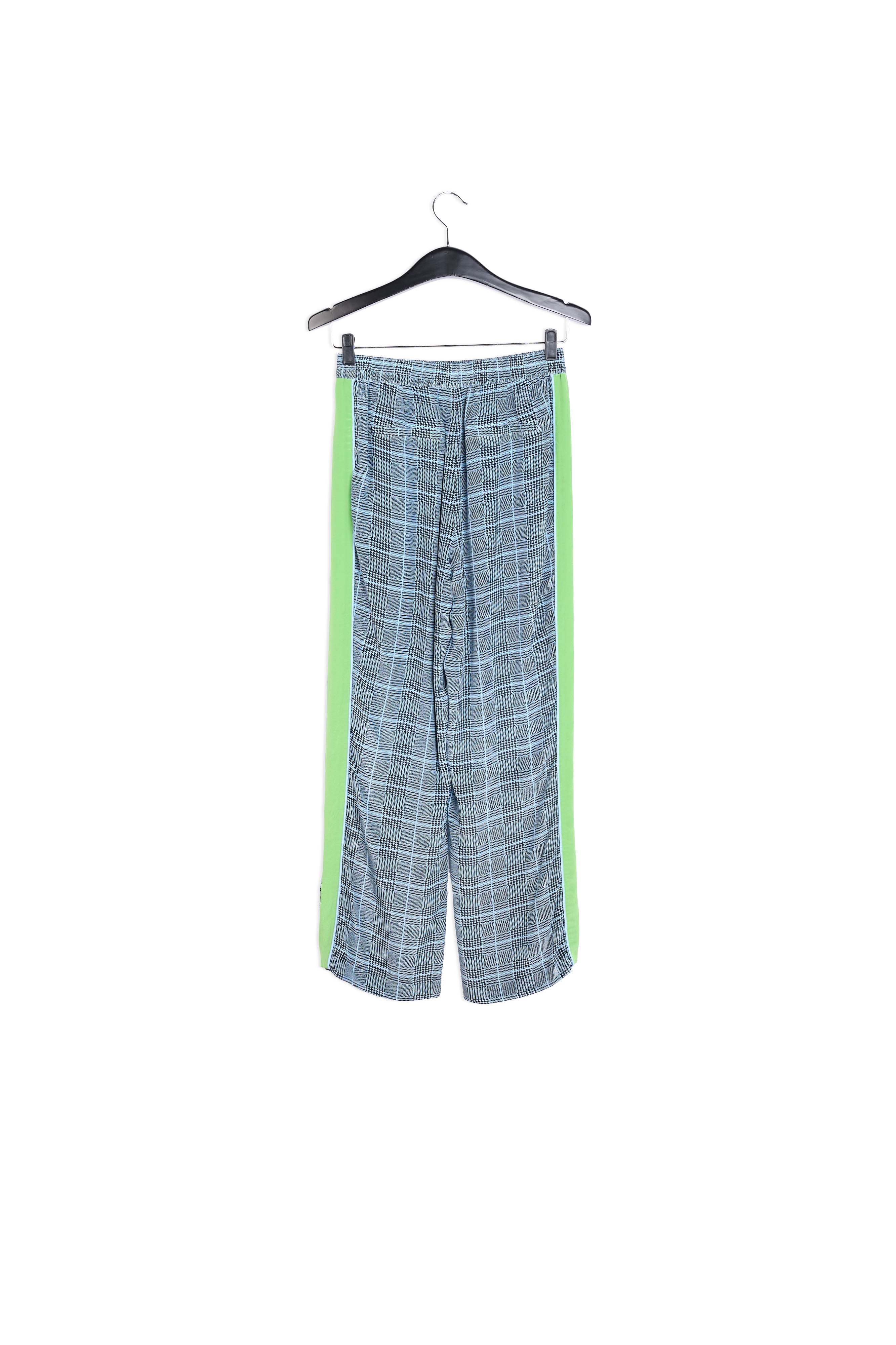 Large check silk print trousers with contrasting stripe RE—SSENTIEL | Essentiel second hand