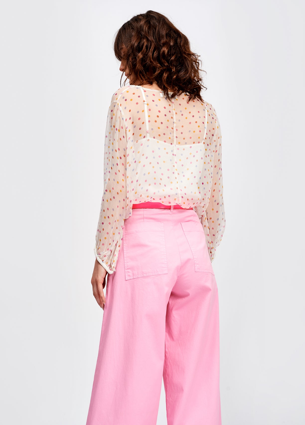 Off-white sheer polka dot top with lining RE—SSENTIEL | Essentiel second hand