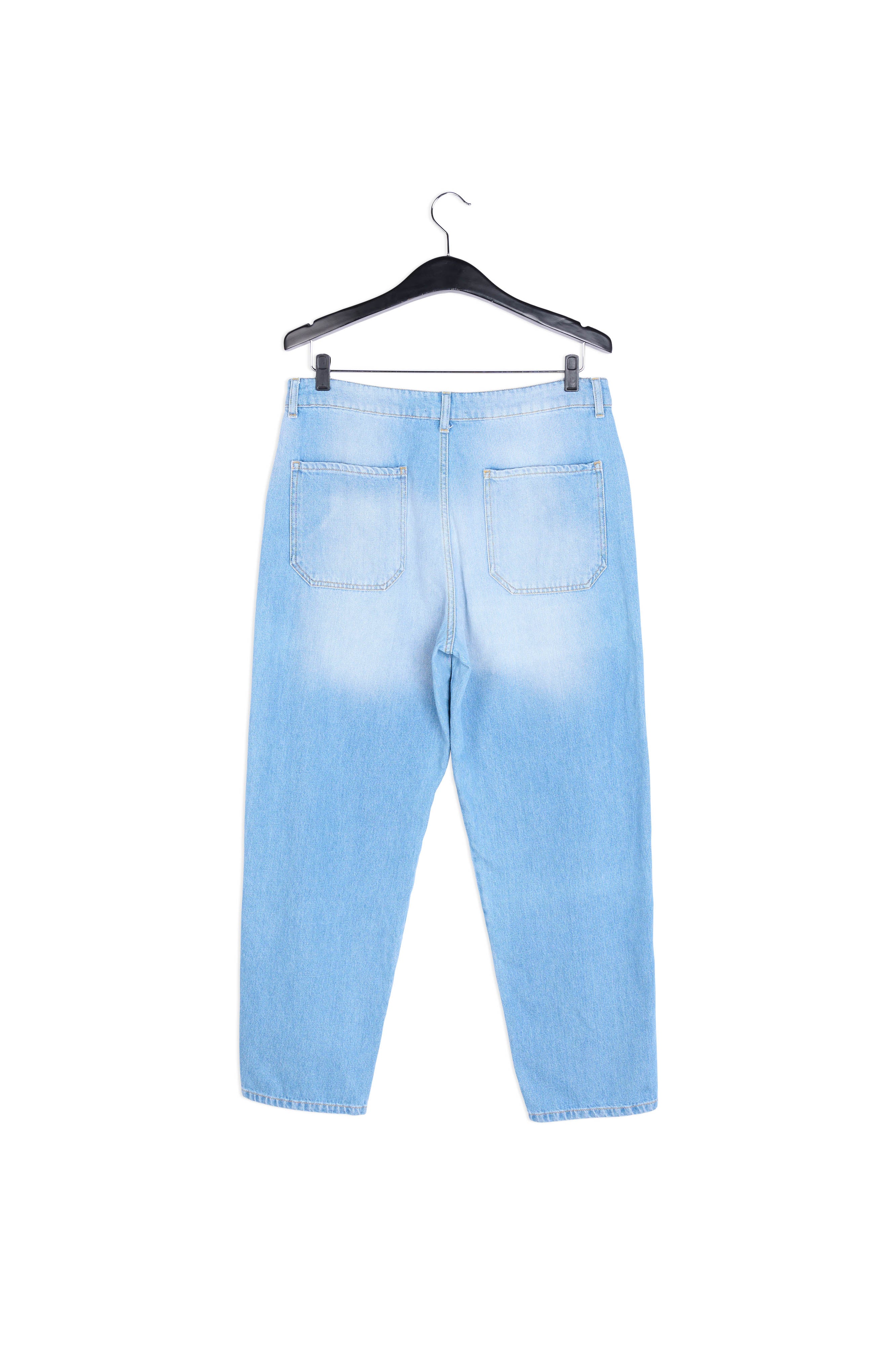 Blue cotton cropped boyfriend jeans with high waist RE—SSENTIEL | Essentiel second hand