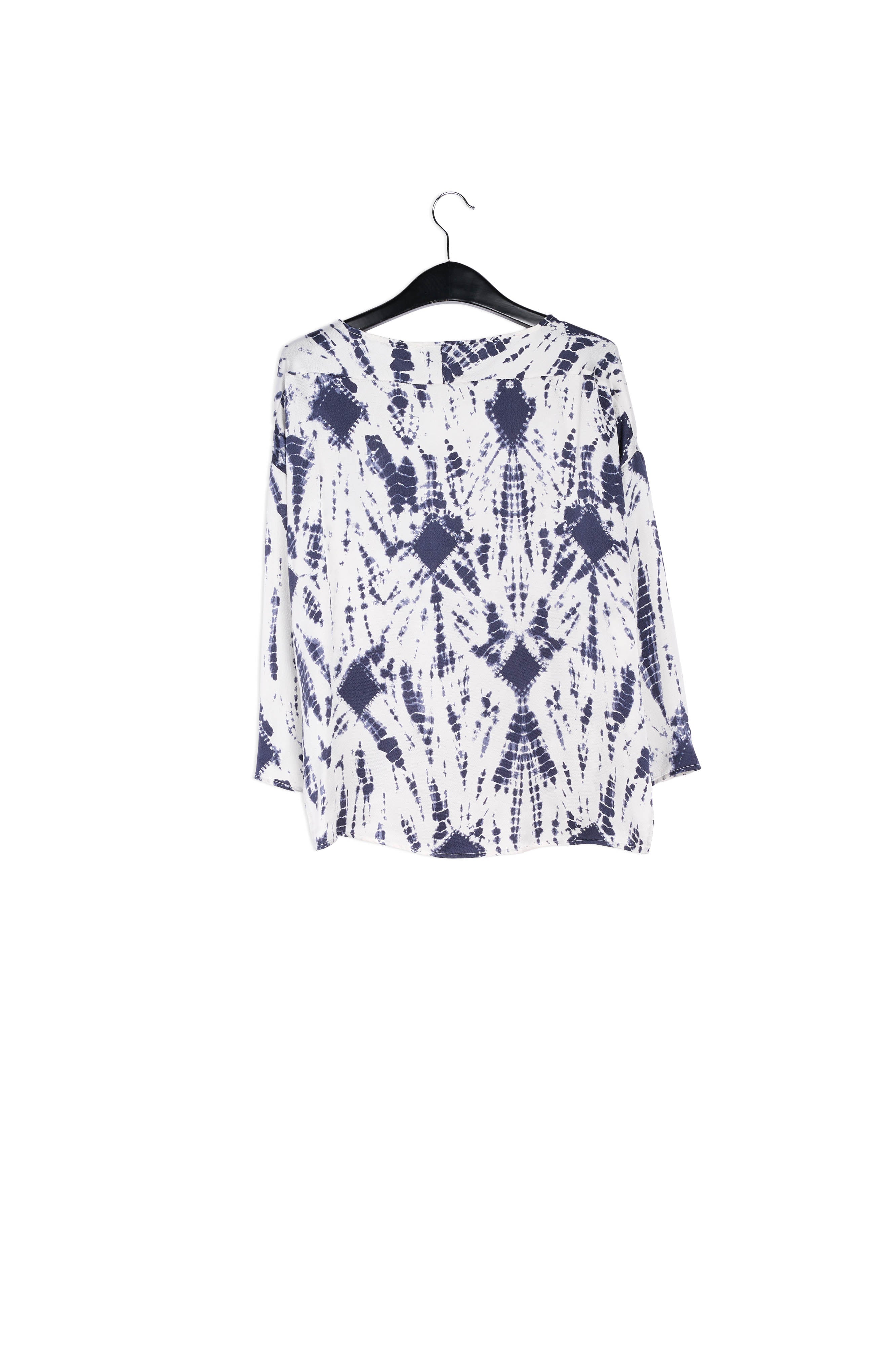 Top en soie tie-dye blanc cassé et bleu RE—SSENTIEL | Essentiel second hand