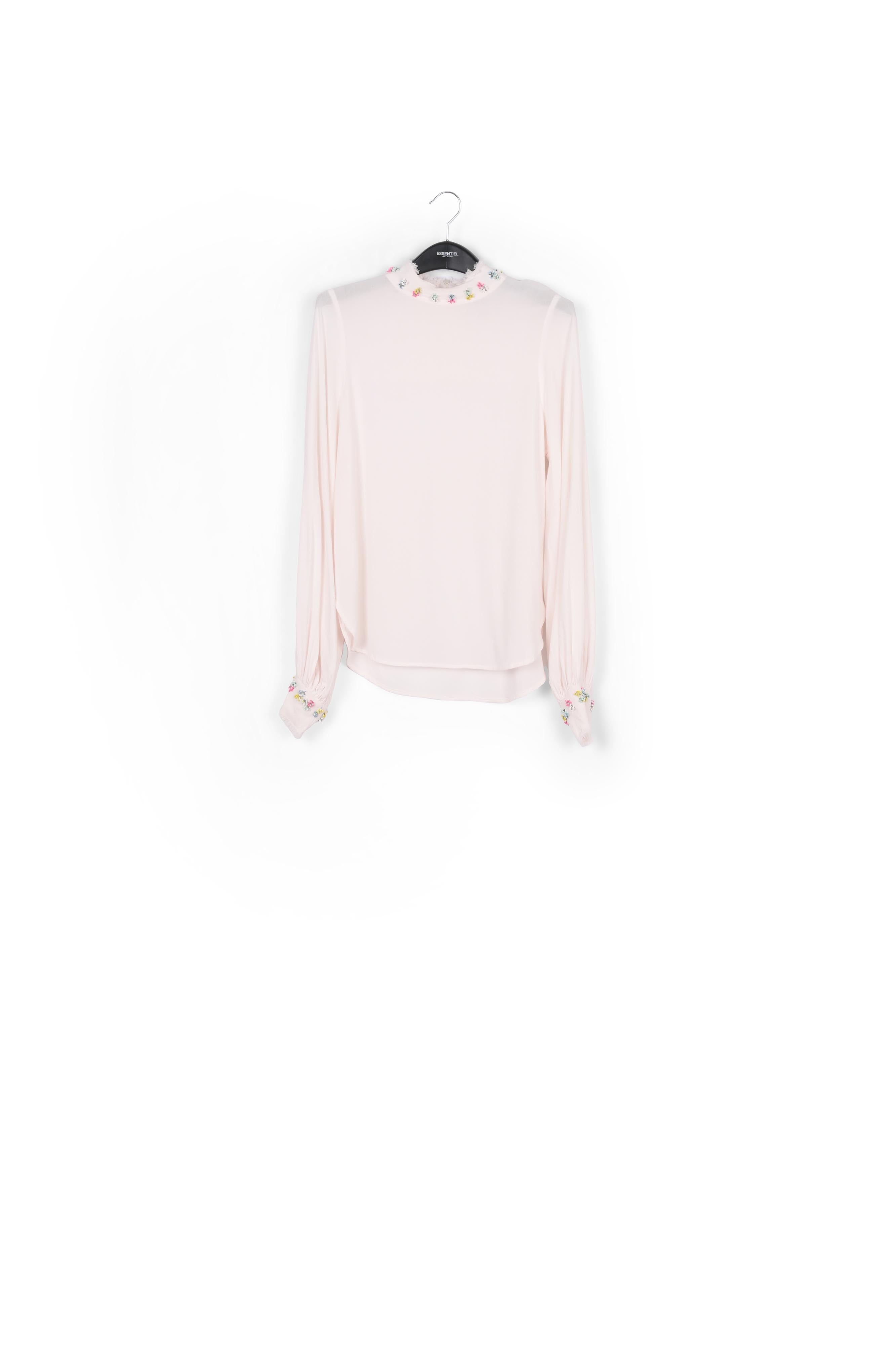 Gebroken witte top met versierd kraagje RE—SSENTIEL | Essentiel second hand