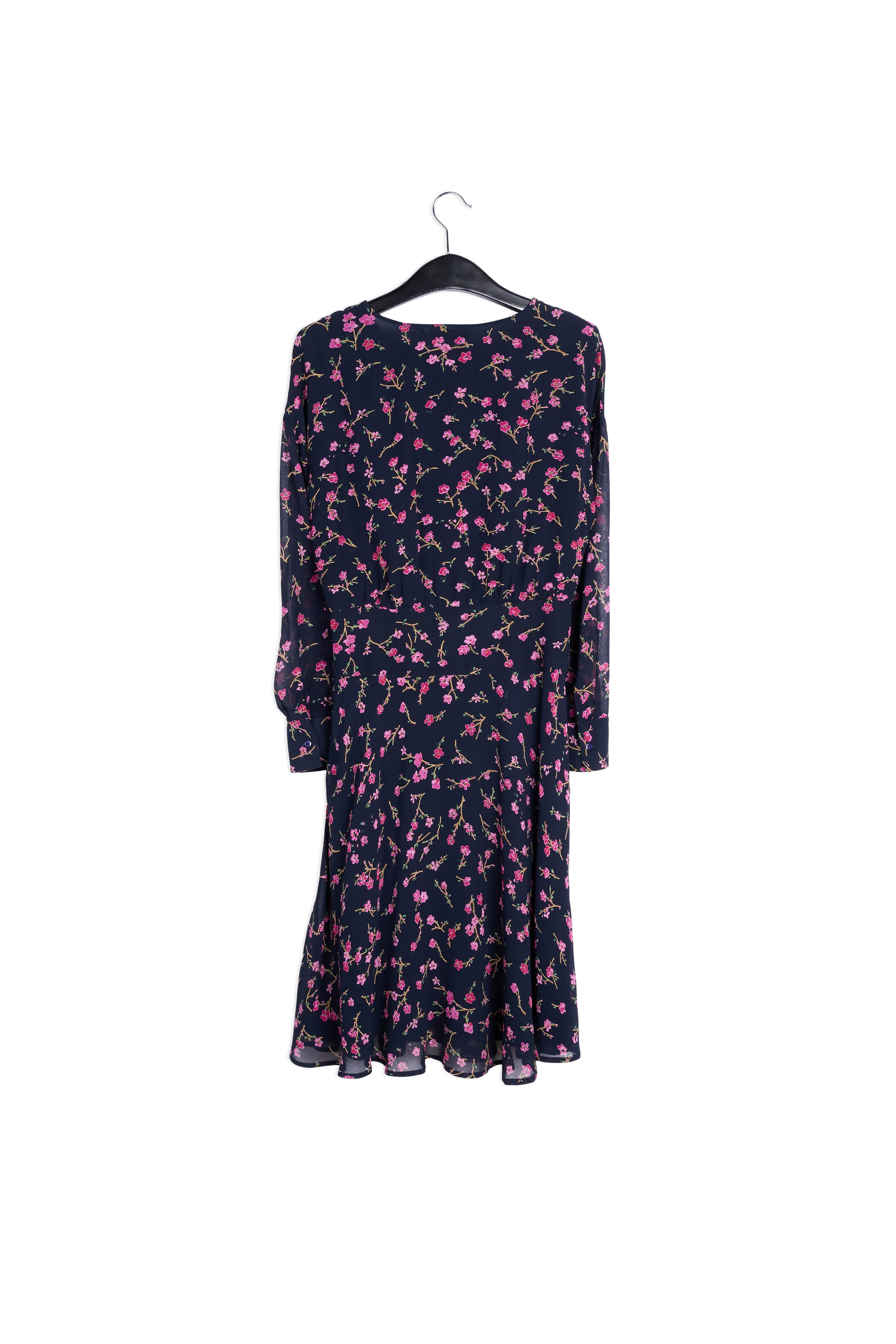 Dark blue cherry blossom print dress RE—SSENTIEL | Essentiel second hand