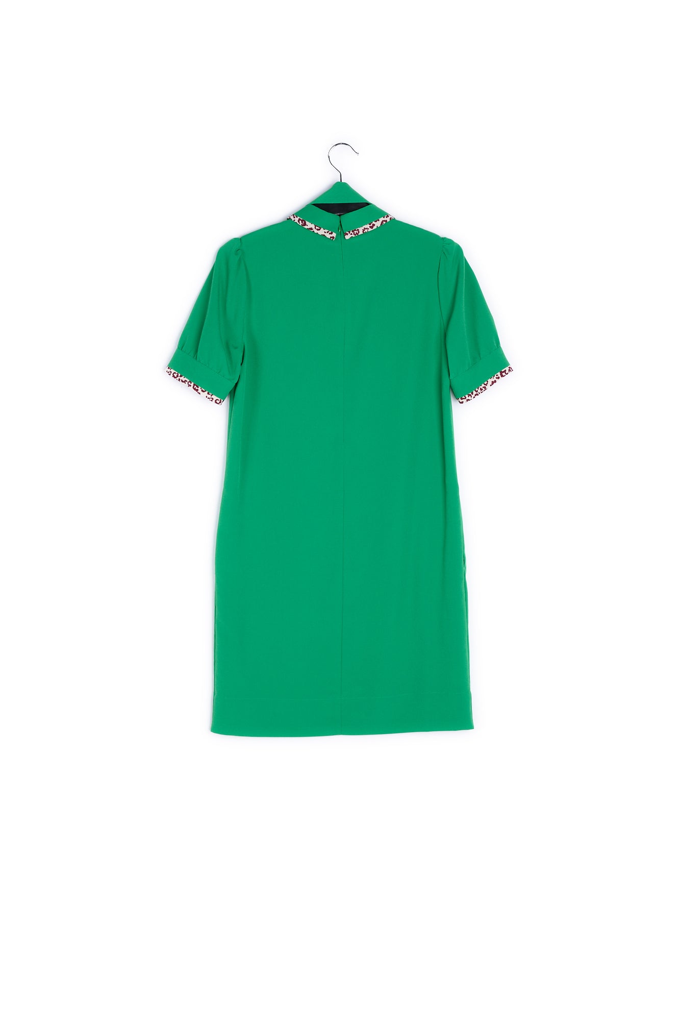 Green shirt dress with animal print trim RE—SSENTIEL | Essentiel second hand