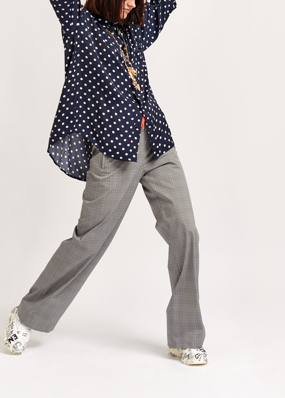 Dark blue polka dot oversized shirt RE—SSENTIEL | Essentiel second hand