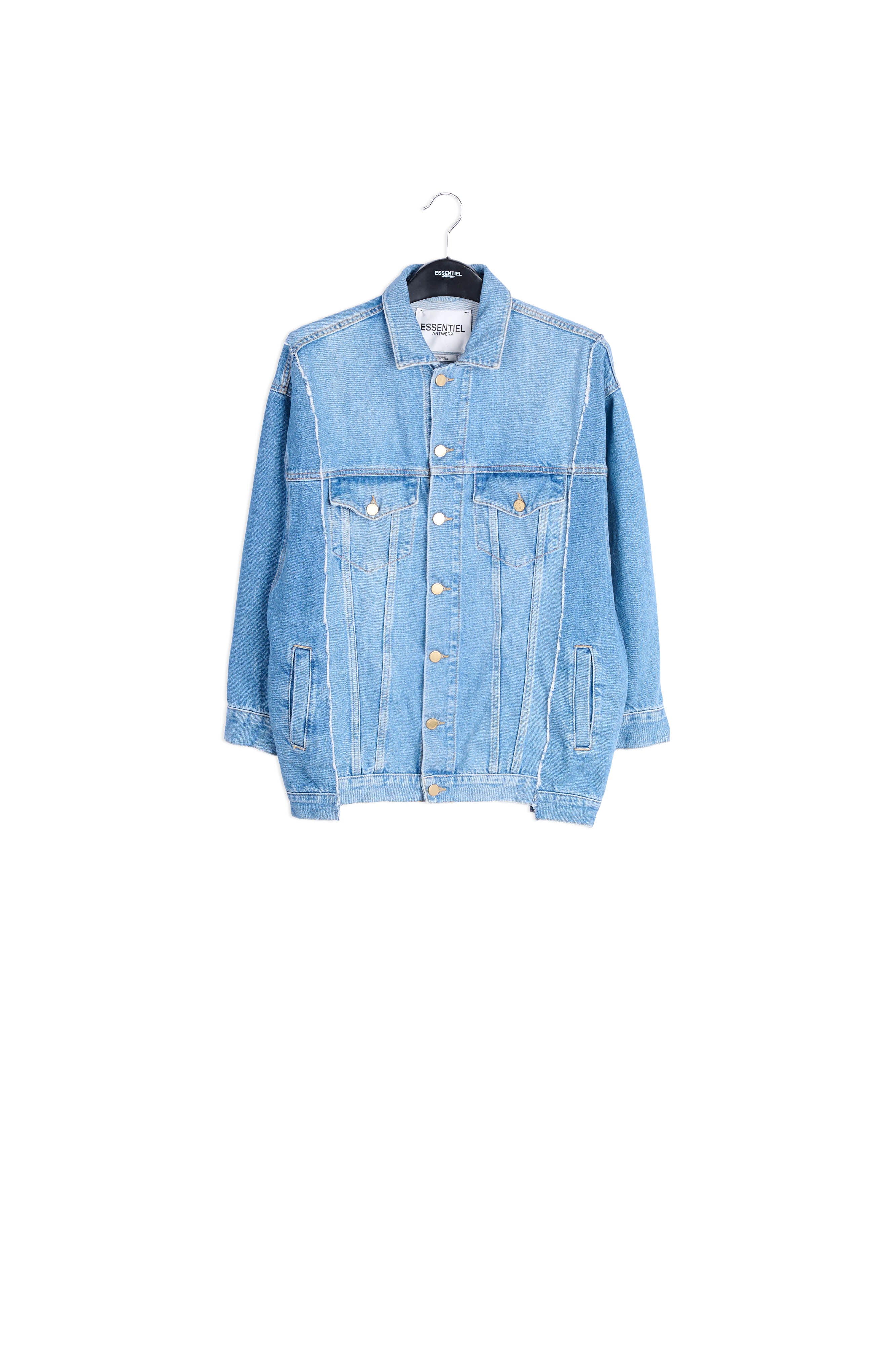 Two-tone frayed oversized denim jacket RE—SSENTIEL | Essentiel second hand