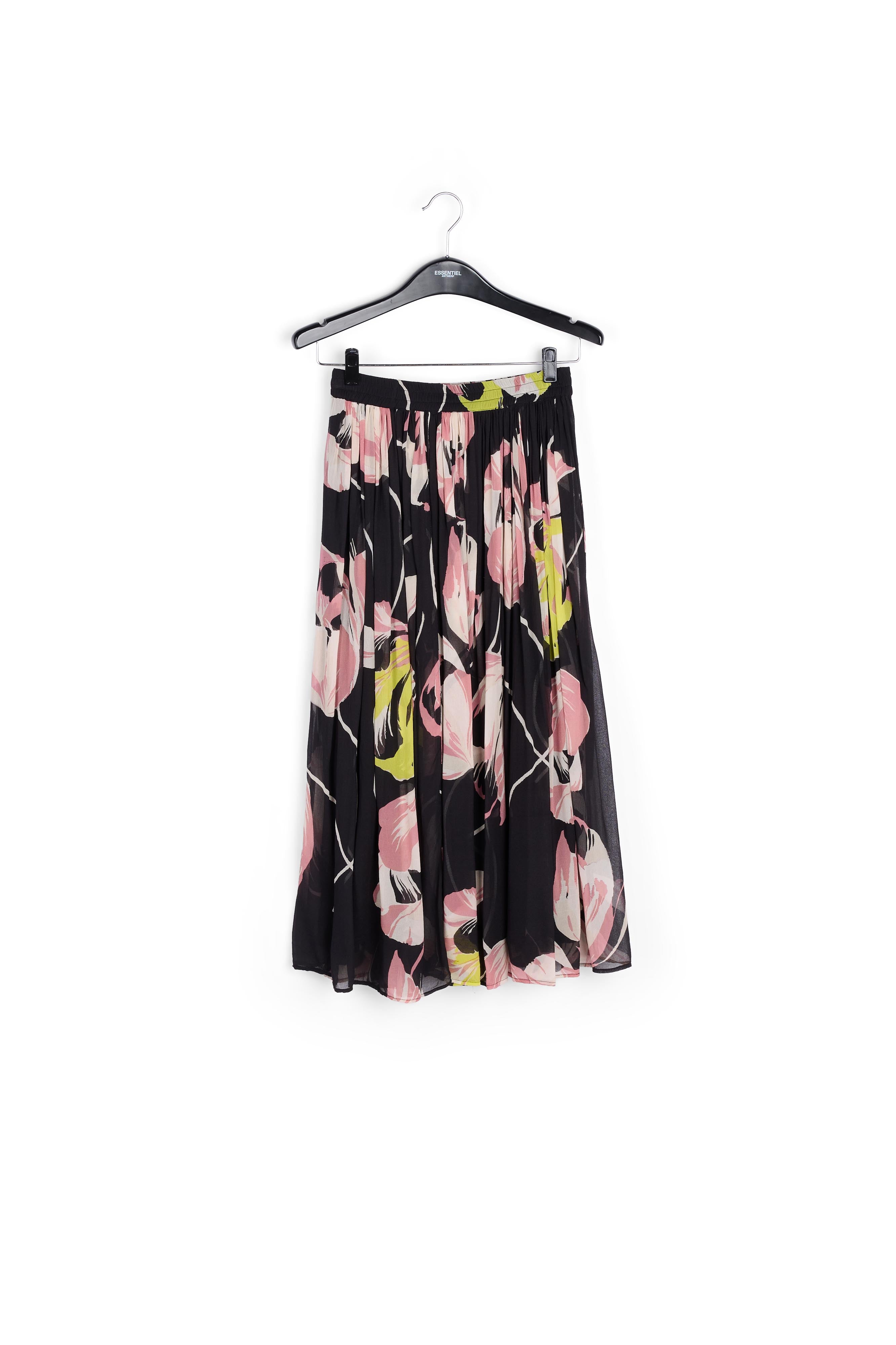 Jupe maxi noire à imprimé fleuri RE—SSENTIEL | Essentiel second hand