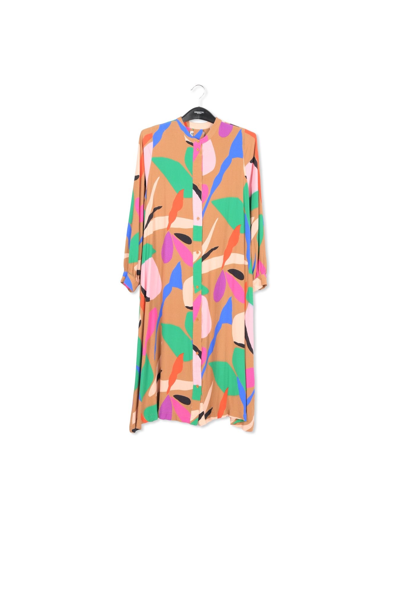 Camel graphic-print shirt dress RE—SSENTIEL | Essentiel second hand