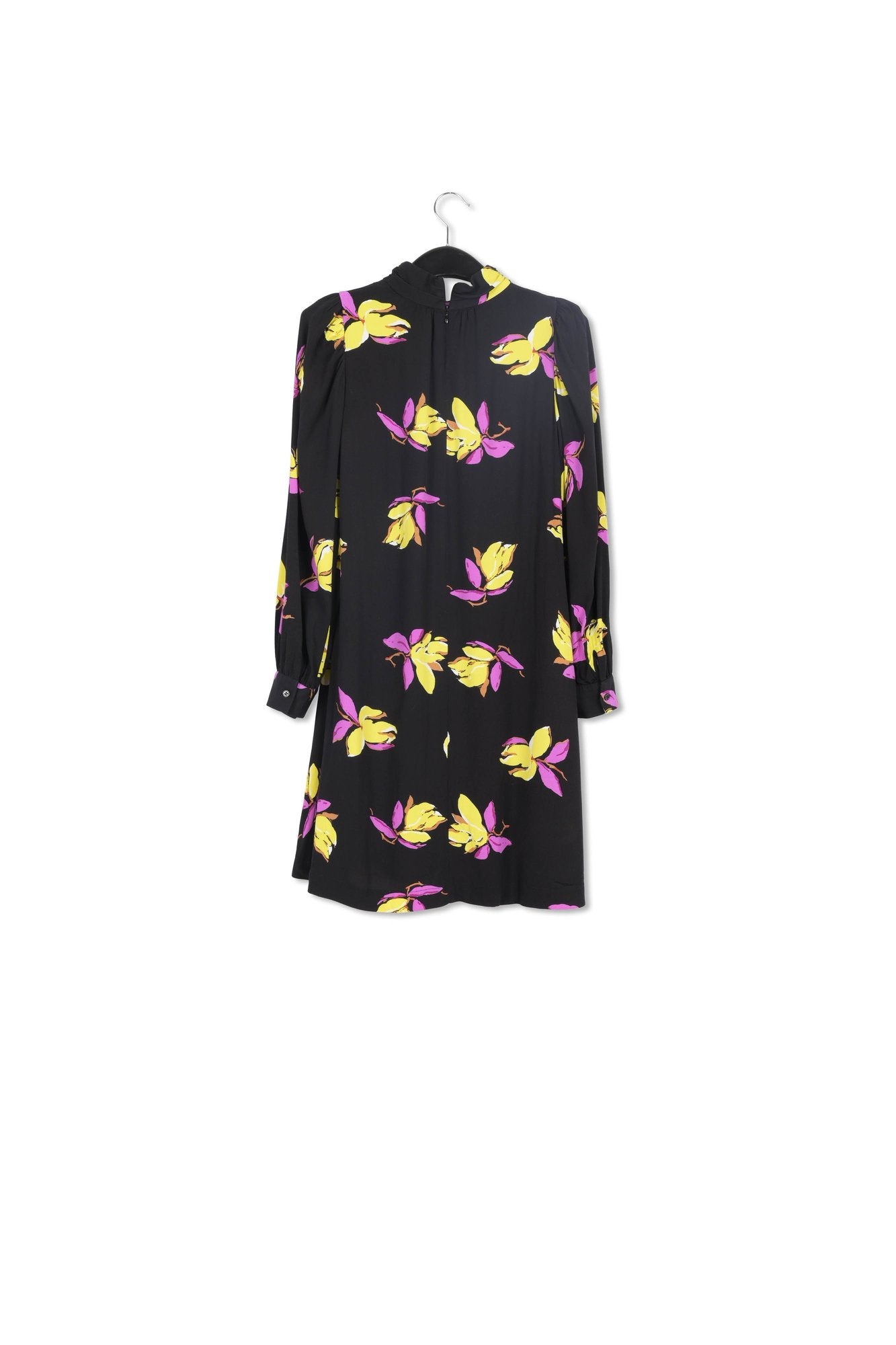 Black floral-printed mini dress RE—SSENTIEL | Essentiel second hand