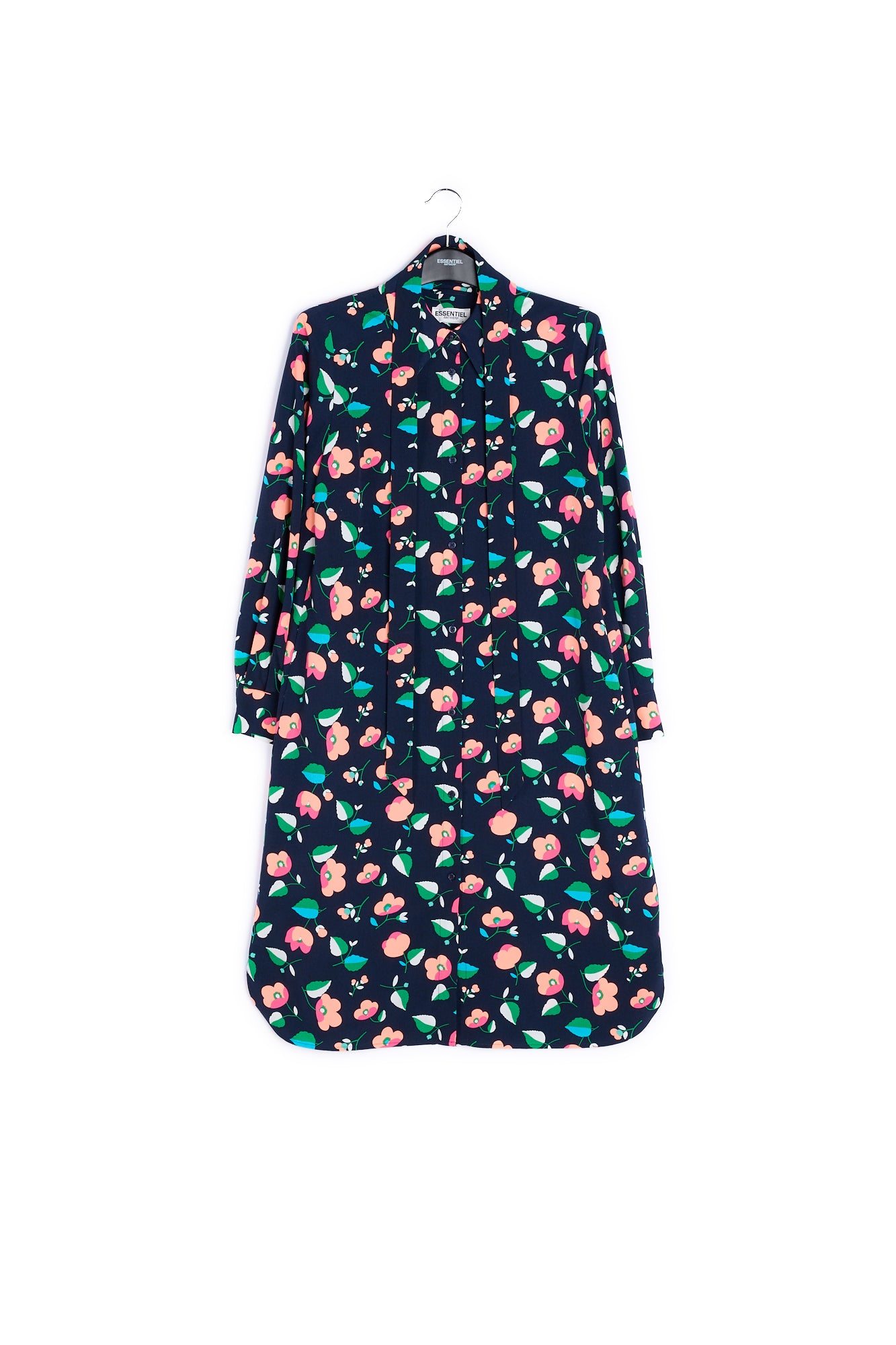 Navy blue floral shirt dress RE—SSENTIEL | Essentiel second hand