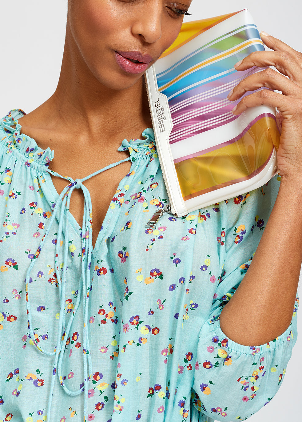 Light blue floral maxi dress RE—SSENTIEL | Essentiel second hand