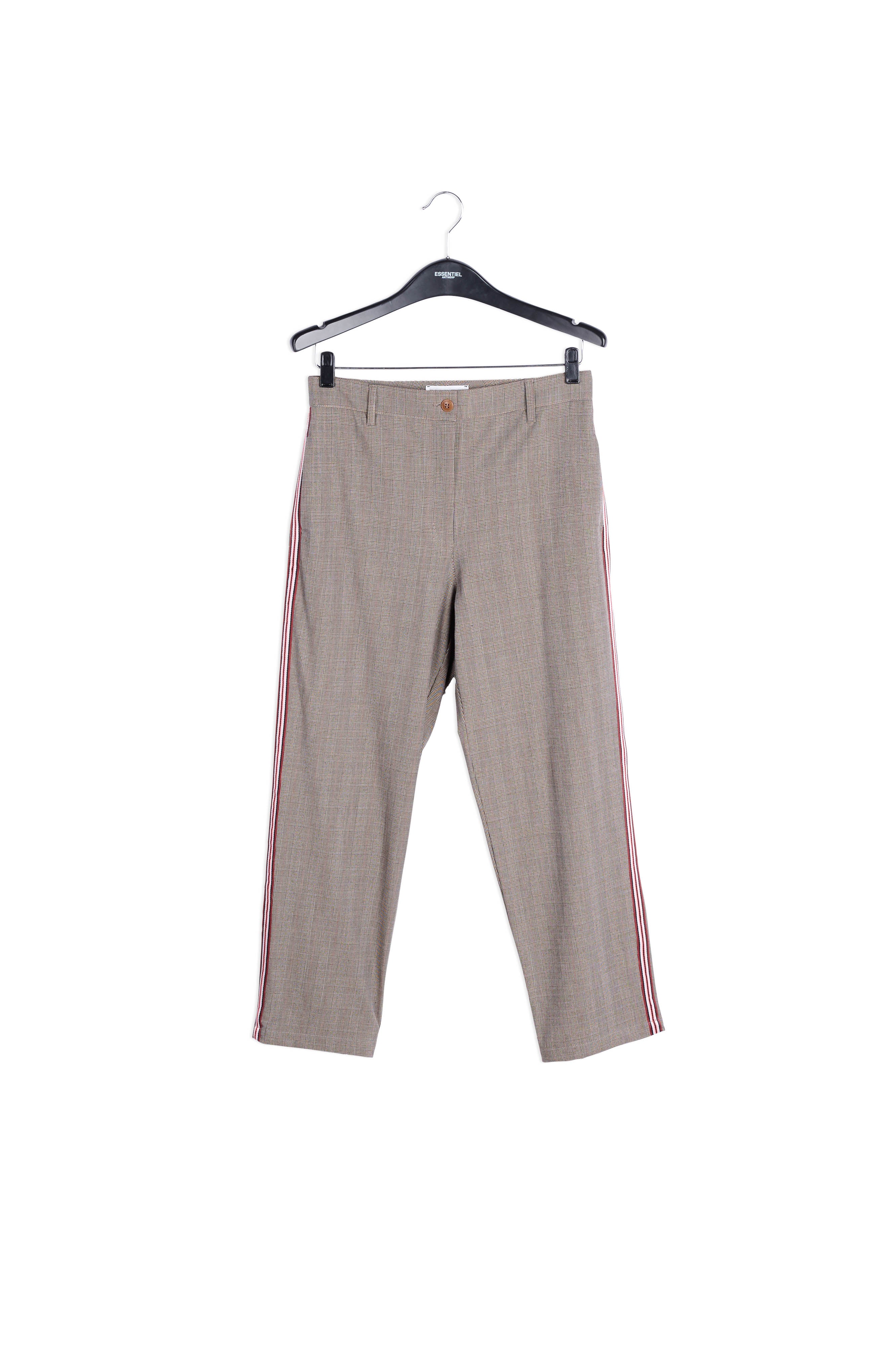 Pantalon gris clair à carreaux RE—SSENTIEL | Essentiel second hand