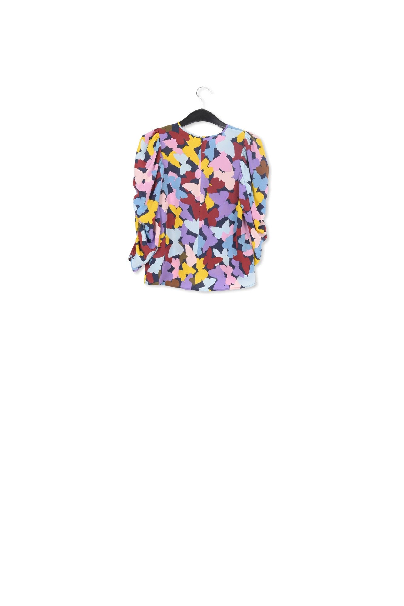 Top en soie bleu foncé à  papillons RE—SSENTIEL | Essentiel second hand