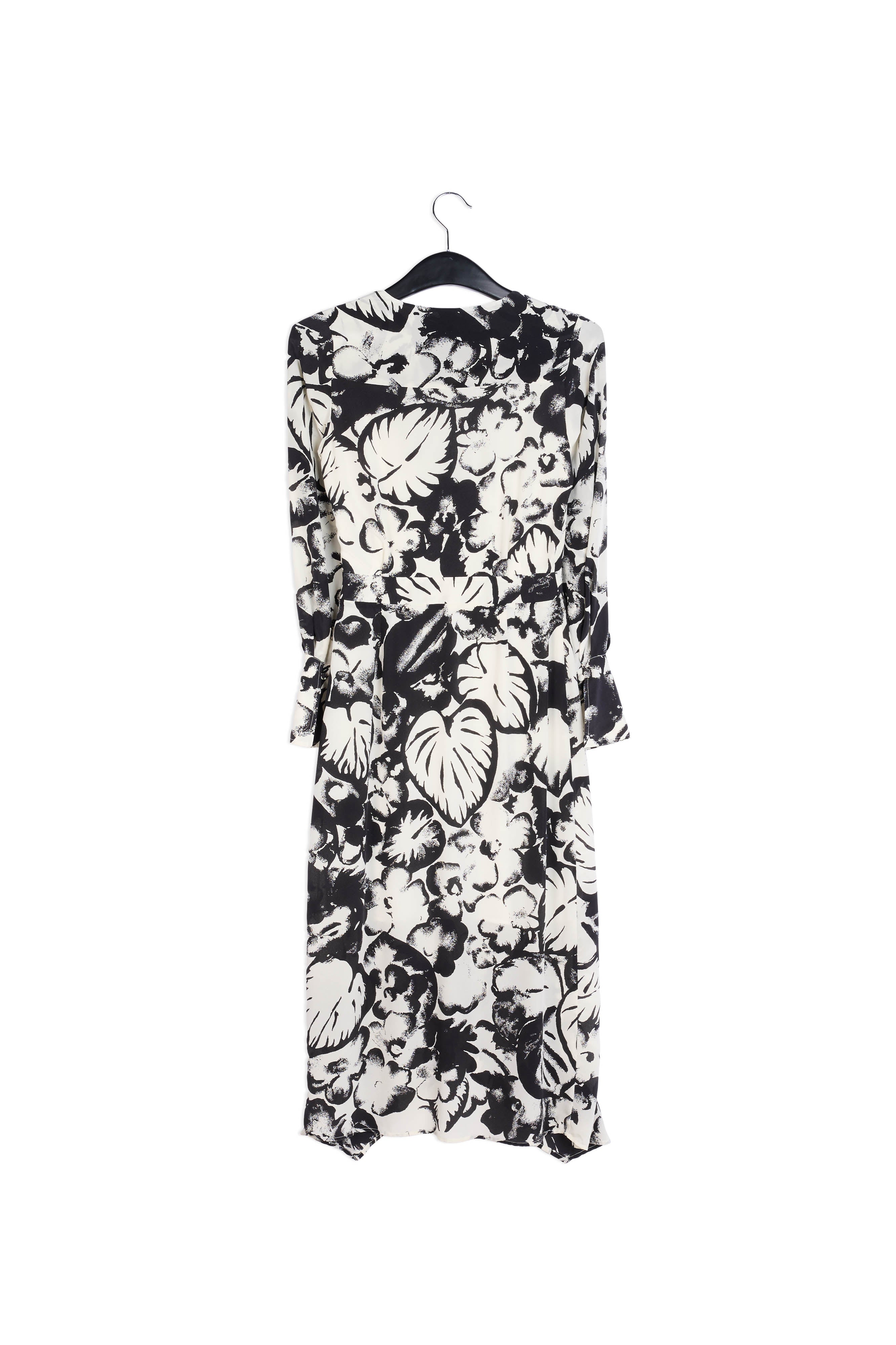Off-white botanical-print silk midi dress RE—SSENTIEL | Essentiel second hand