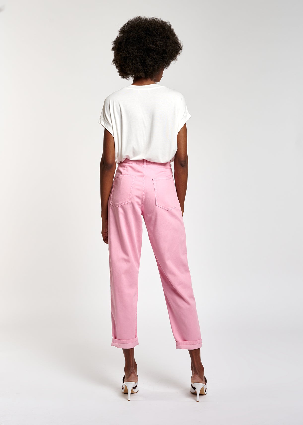 Lichtroze jeansbroek met wijde snit RE—SSENTIEL | Essentiel second hand