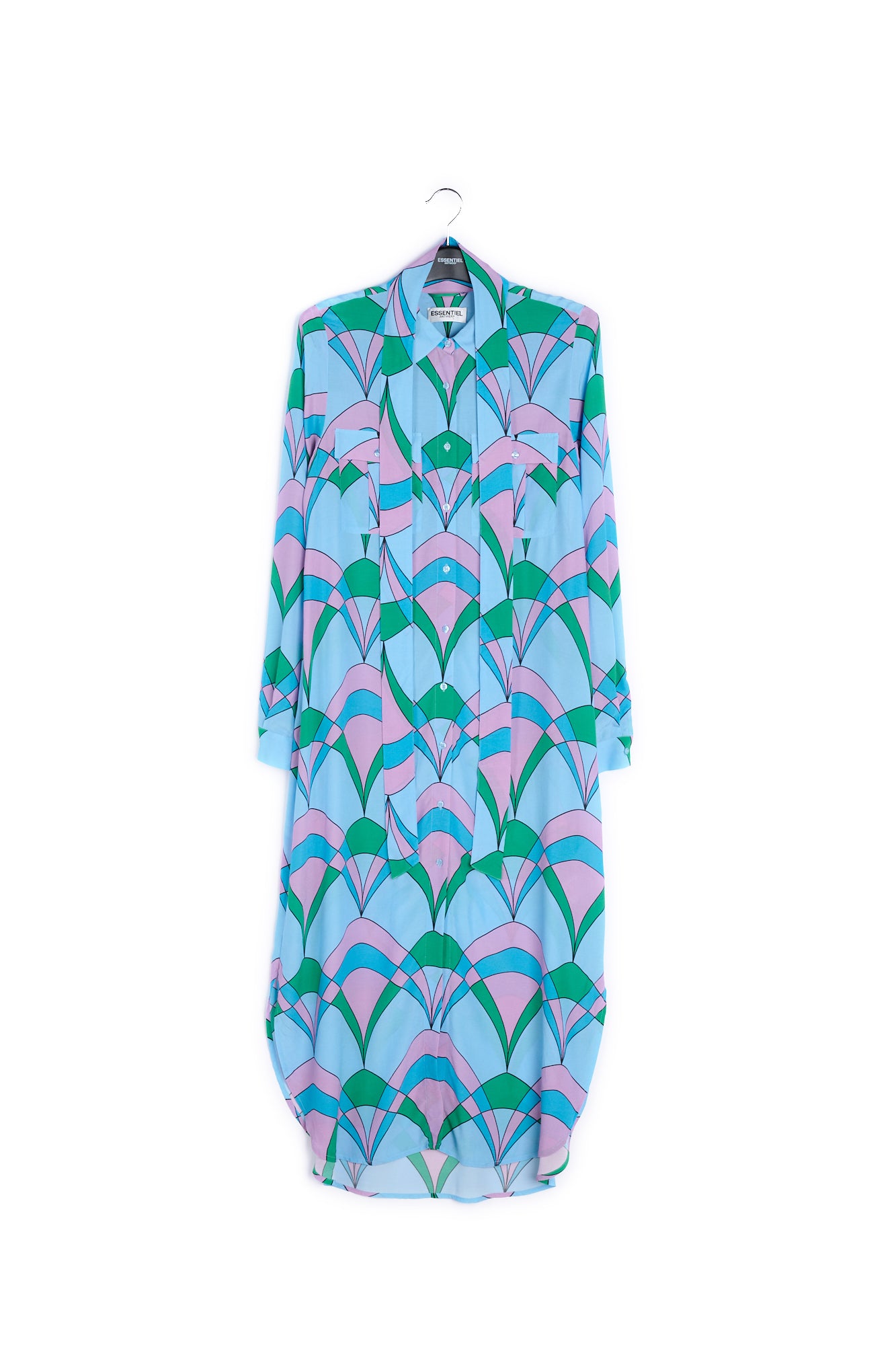 Light blue graphic print shirt dress RE—SSENTIEL | Essentiel second hand