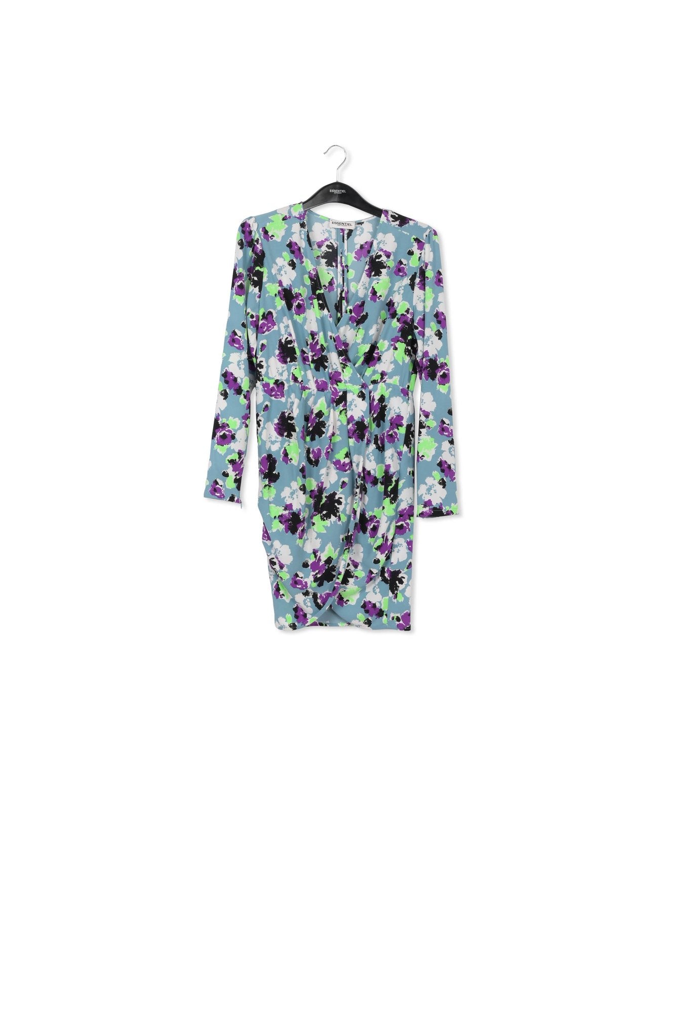 Light blue floral mini wrap dress RE—SSENTIEL | Essentiel second hand