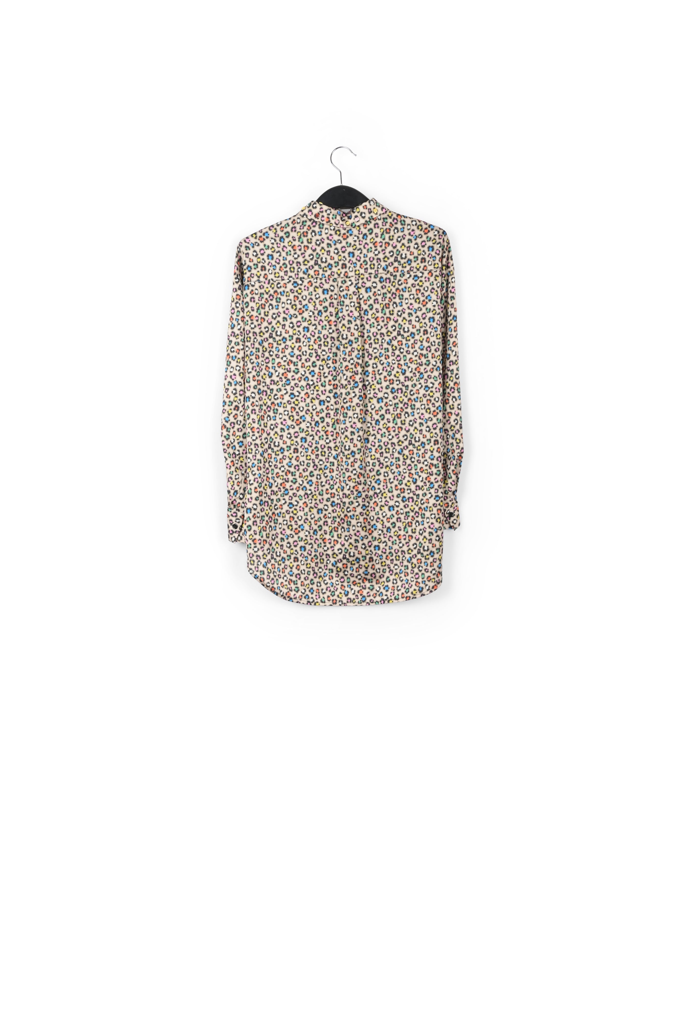 Beige sequin-embroidered shirt with multicolor leopard print RE—SSENTIEL | Essentiel second hand