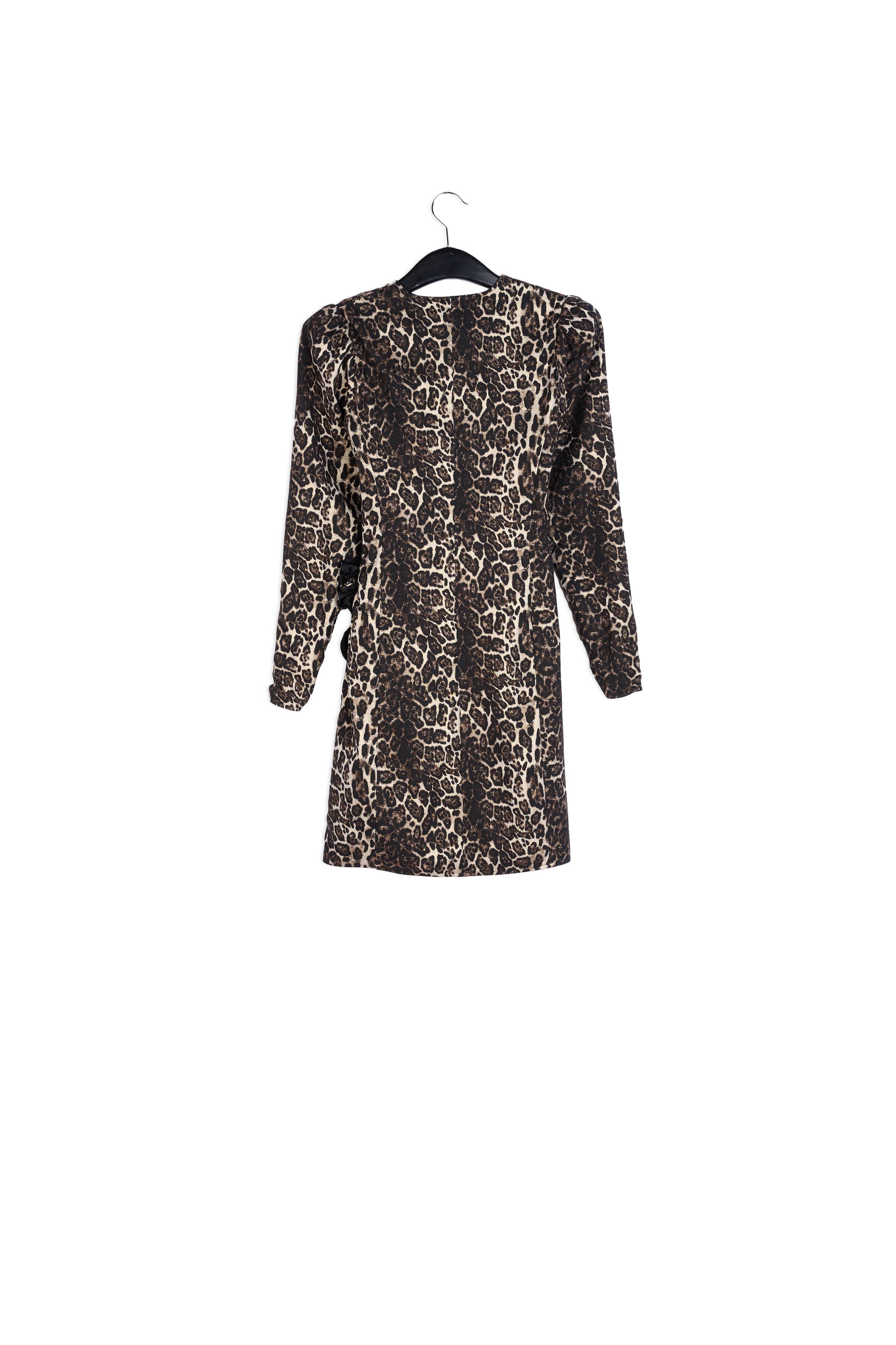 Asymmetrische mini-wikkeljurk met luipaardprint RE—SSENTIEL | Essentiel second hand