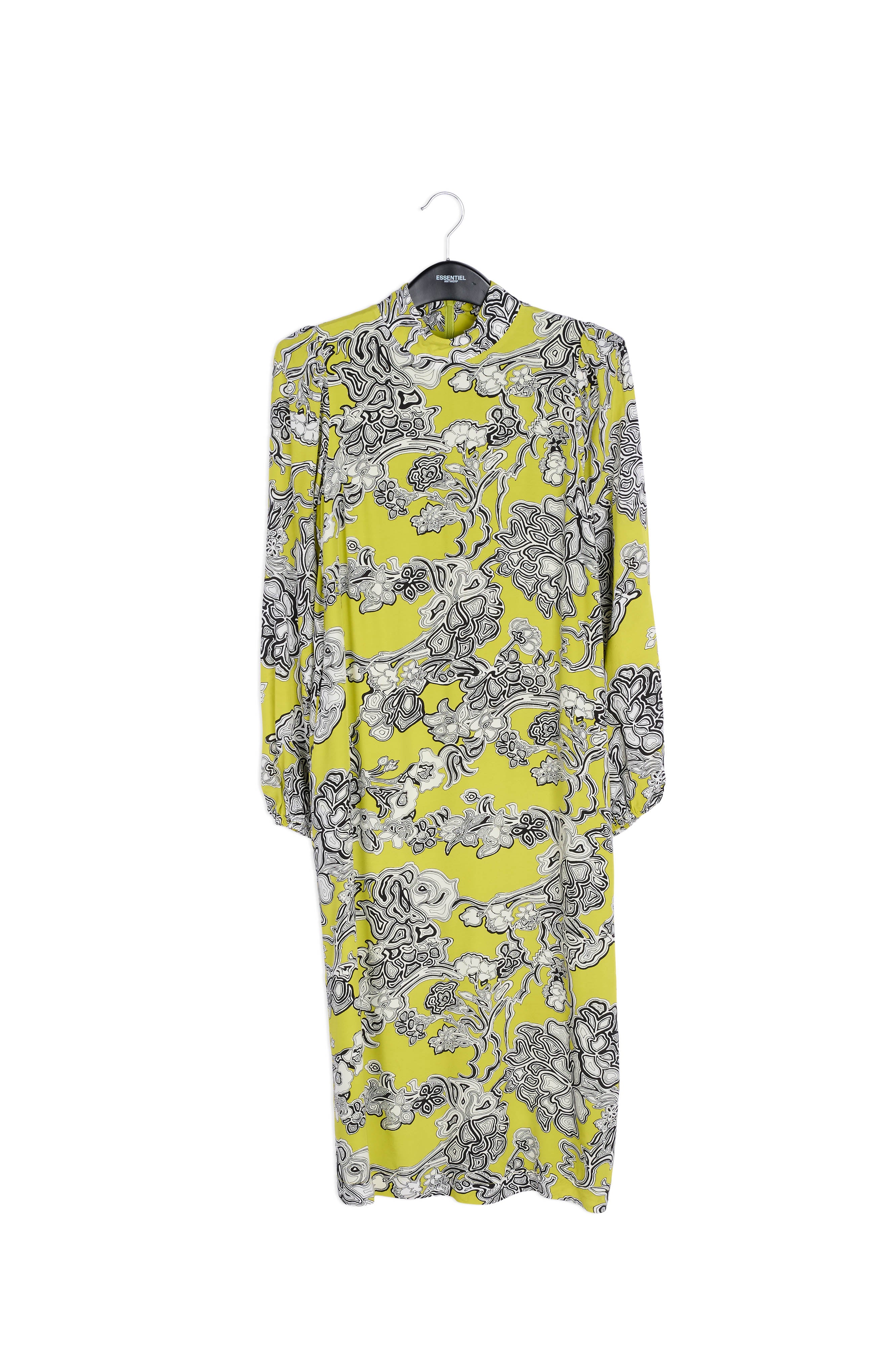 Lime green floral-print midi dress RE—SSENTIEL | Essentiel second hand