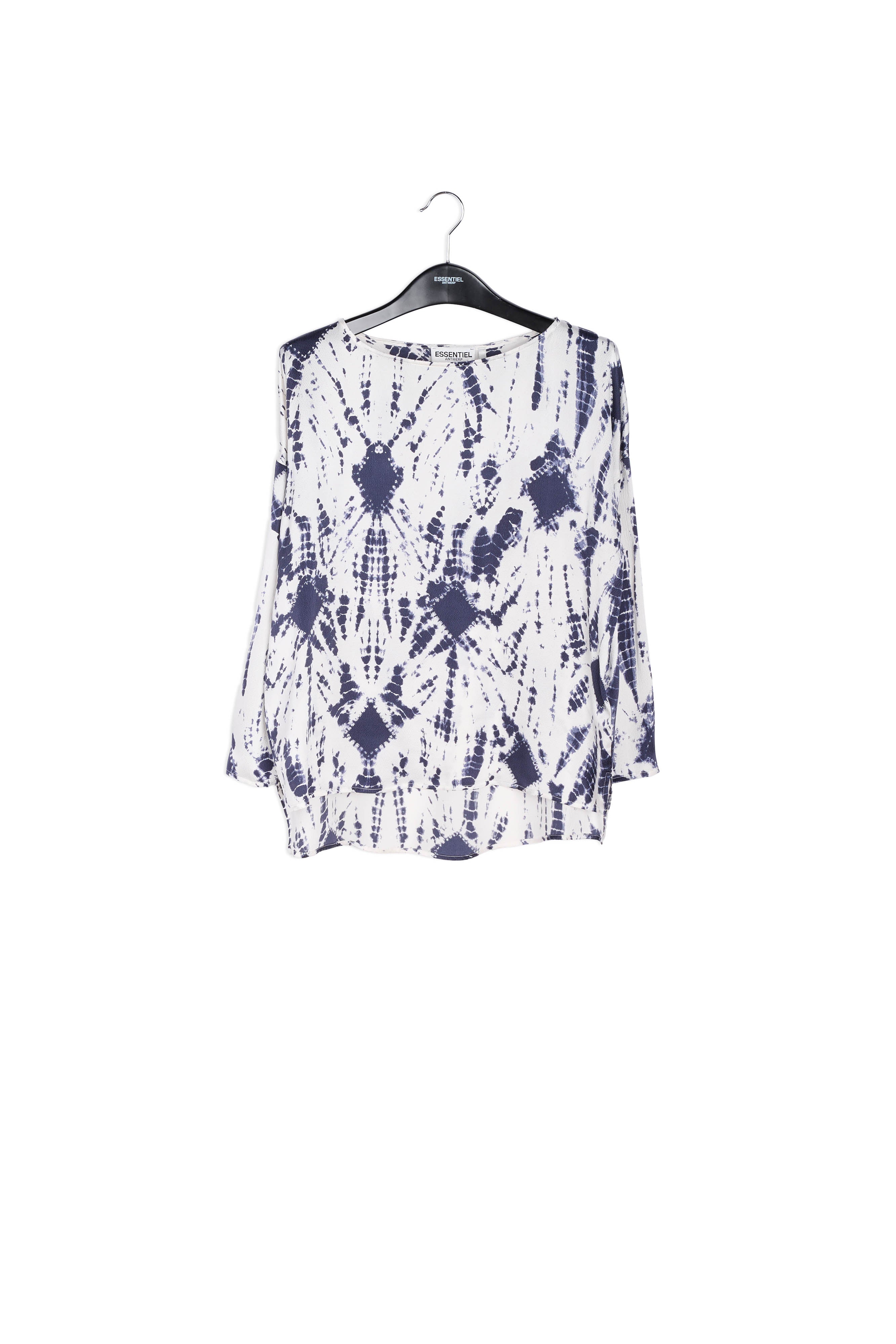 Top en soie tie-dye blanc cassé et bleu RE—SSENTIEL | Essentiel second hand