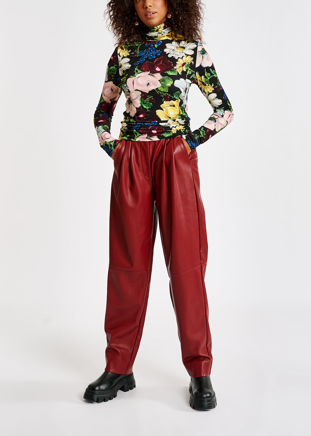 Floral print turtleneck top RE—SSENTIEL | Essentiel second hand