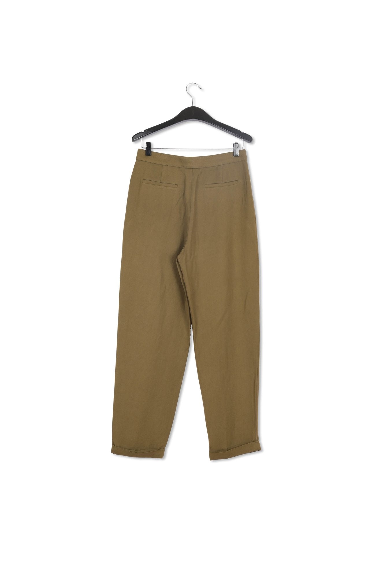 Khaki green tailored mid-rise pants RE—SSENTIEL | Essentiel second hand