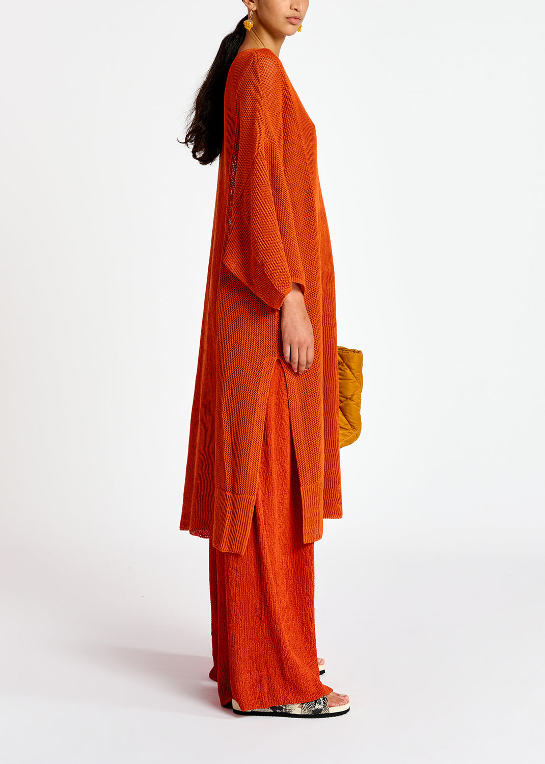 Robe caftan ample en tricot orange RE—SSENTIEL | Essentiel second hand