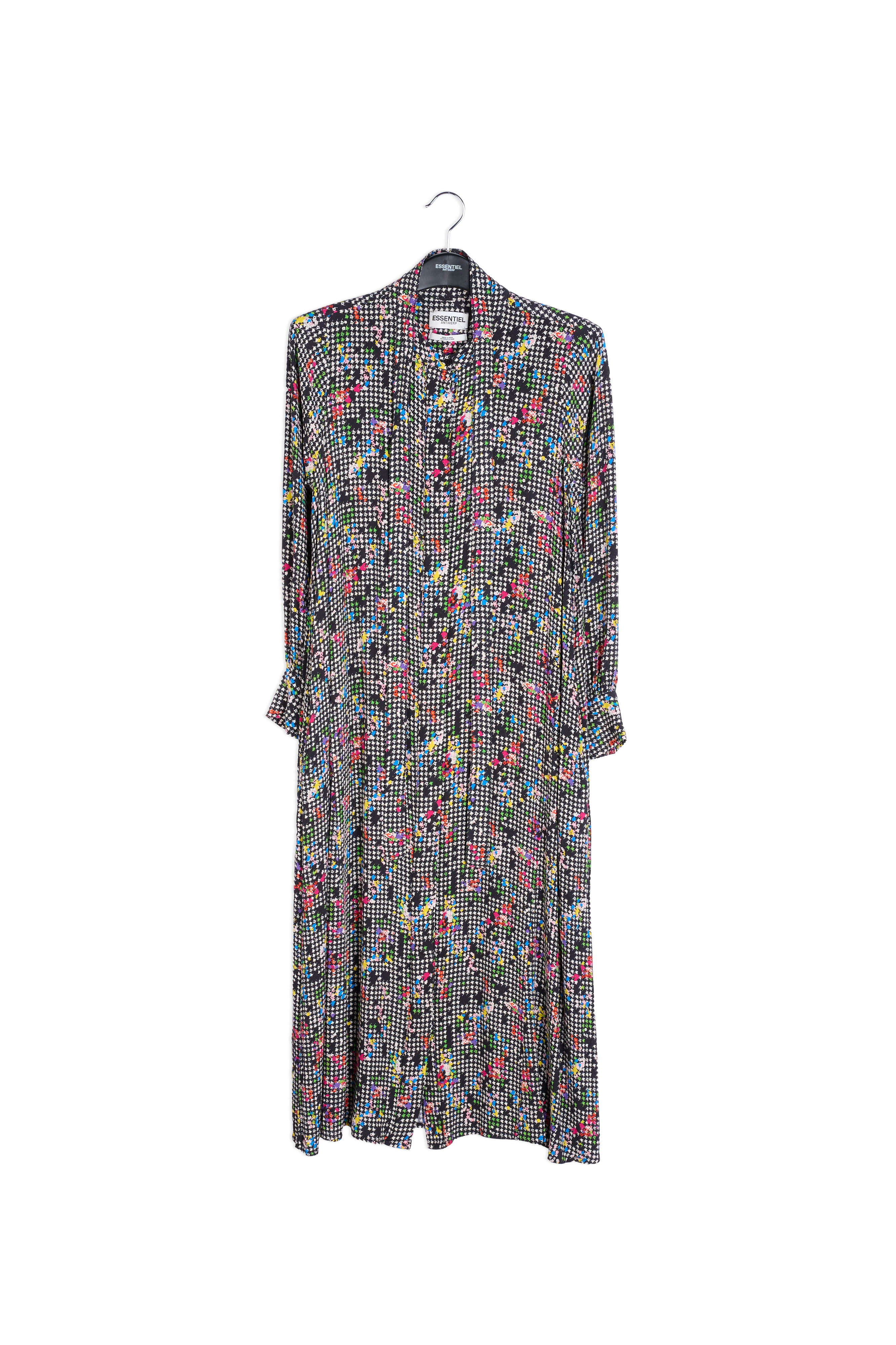 Hemdjurk met zwarte en witte pied-de-pouleprint RE—SSENTIEL | Essentiel second hand