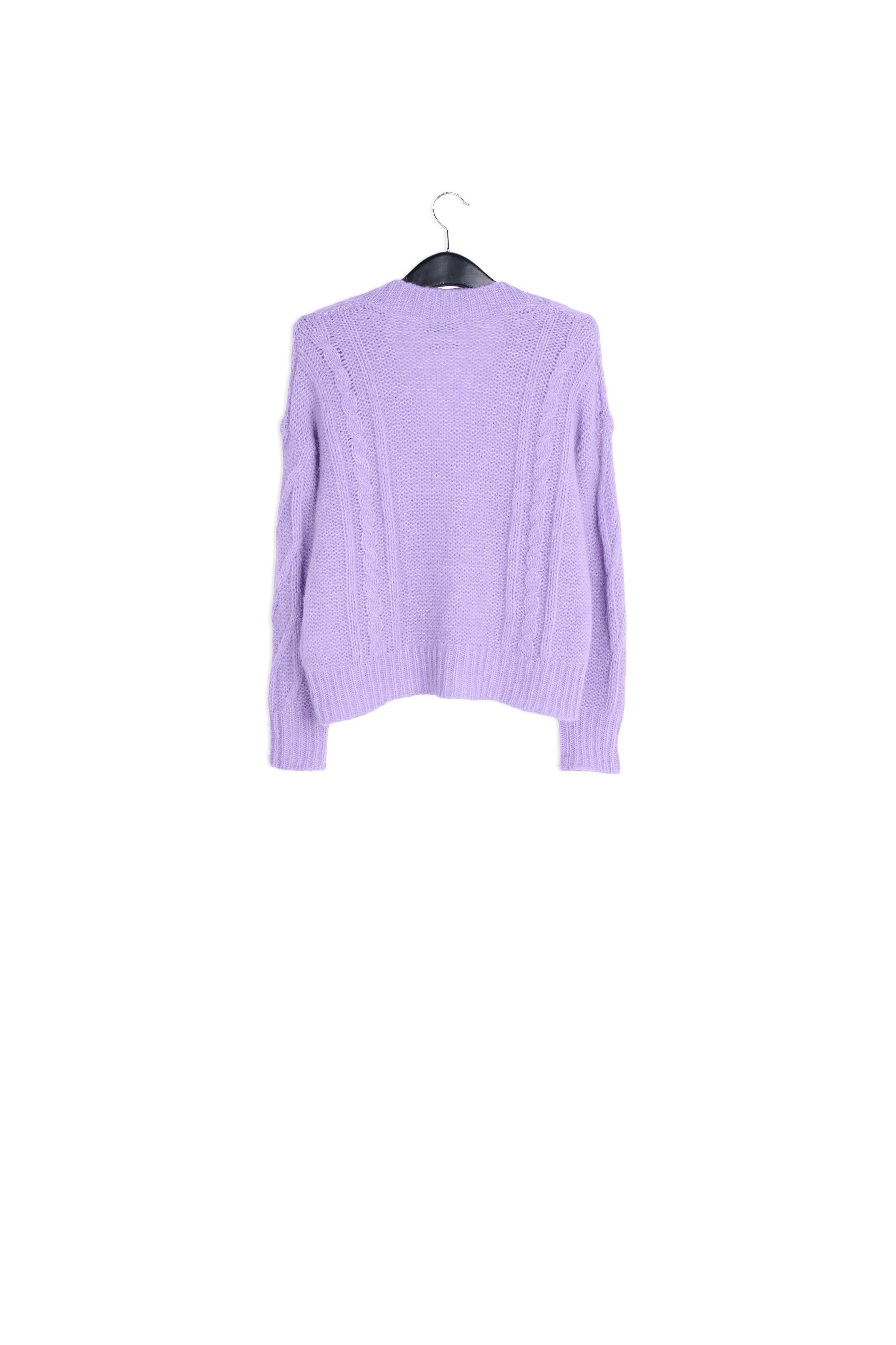 Lilac cable-knit V-neck sweater RE—SSENTIEL | Essentiel second hand