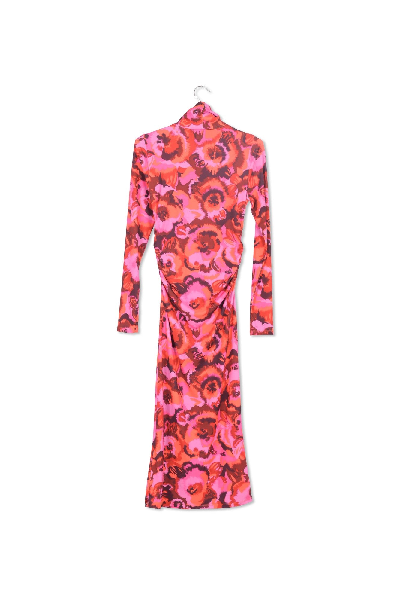 Robe midi en jersey à  imprimé fleuri rose et rouge RE—SSENTIEL | Essentiel second hand