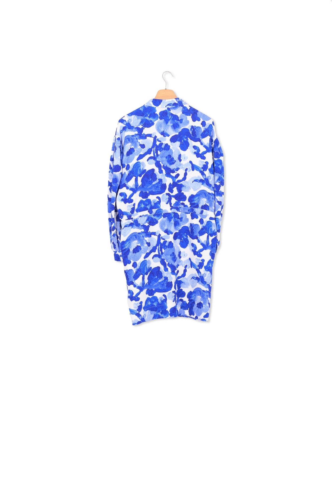 White and blue floral print mini dress RE—SSENTIEL | Essentiel second hand