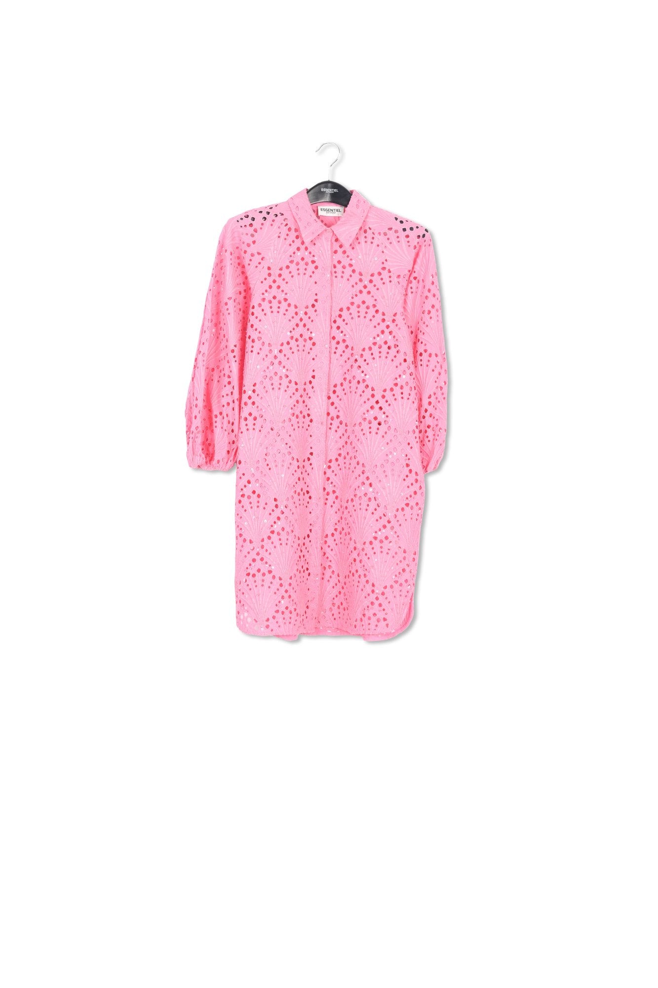 Pink broderie anglaise cotton knee-length dress RE—SSENTIEL | Essentiel second hand