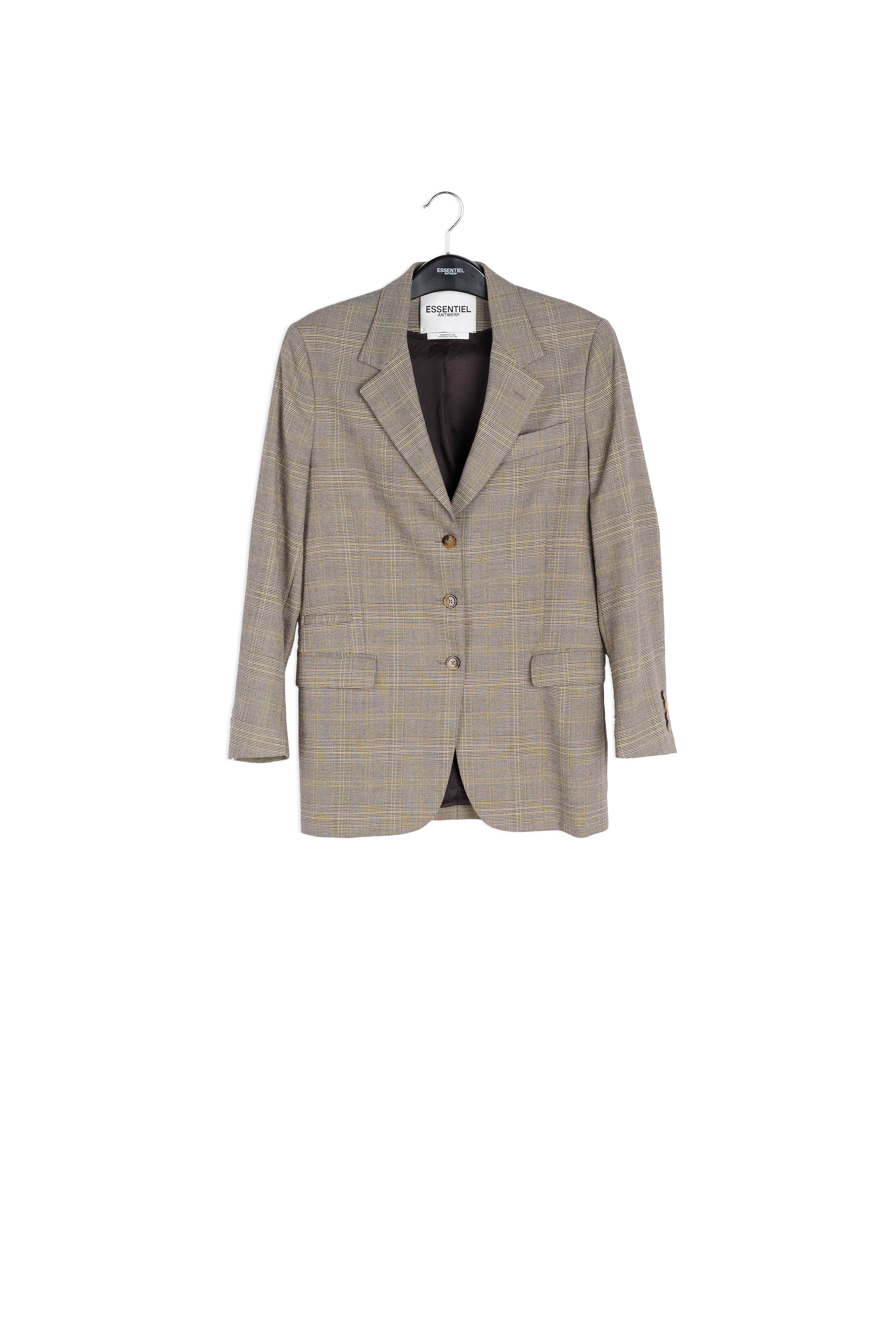 Veste blazer beige droit à carreaux RE—SSENTIEL | Essentiel second hand