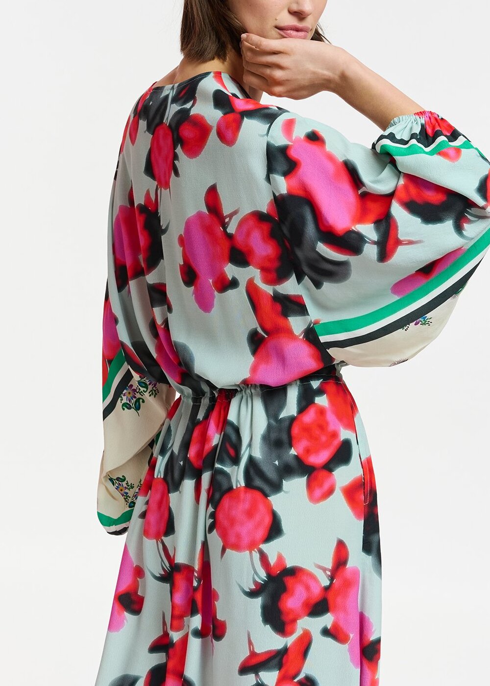 Robe midi bleu clair à imprimé fleuri RE—SSENTIEL | Essentiel second hand