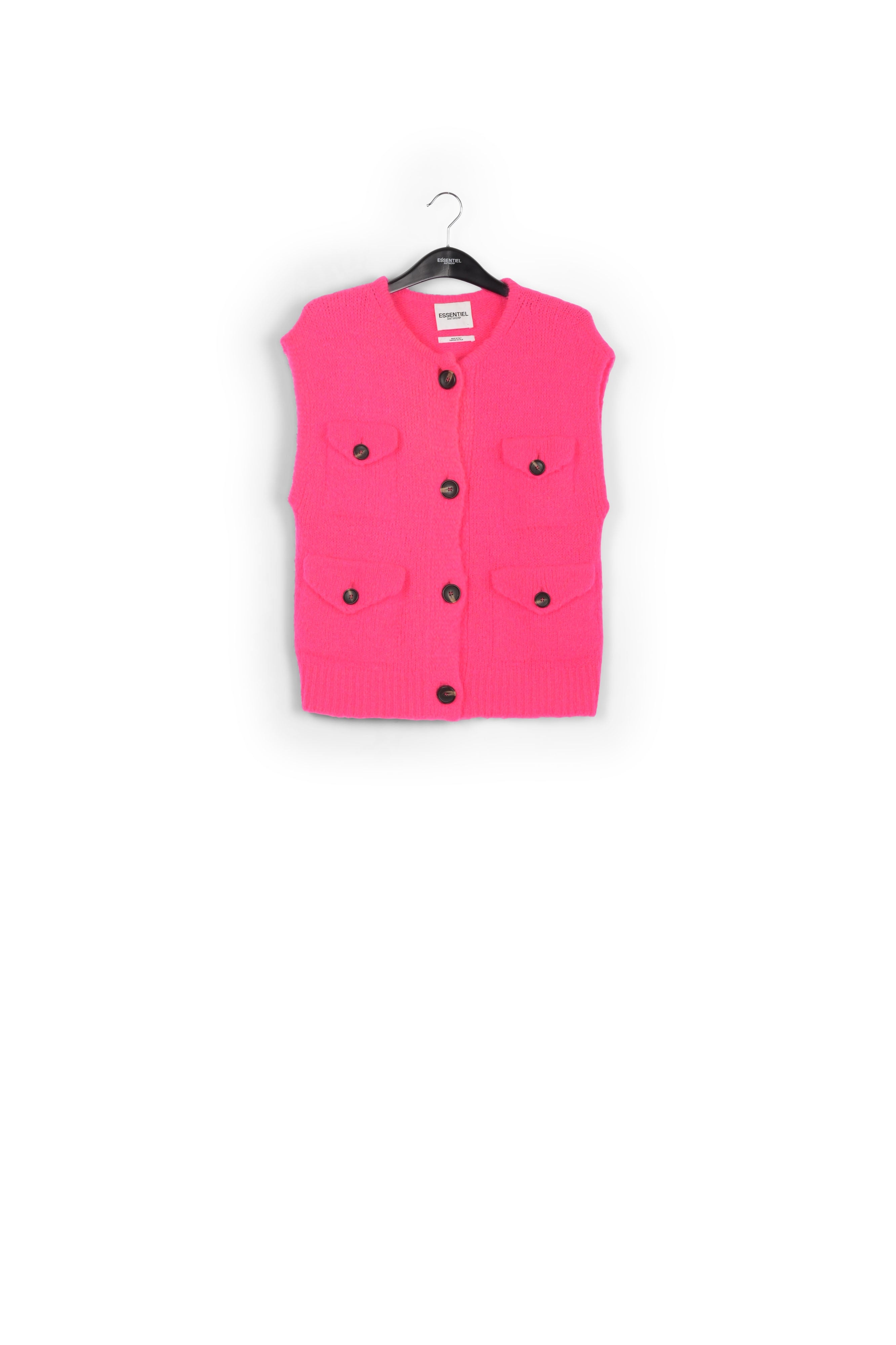 Cardigan sans manches en mohair mélangé rose néon RE—SSENTIEL | Essentiel second hand