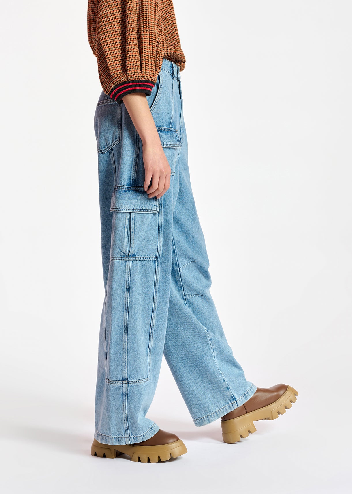 Jean treillis bleu aux jambes larges RE—SSENTIEL | Essentiel second hand