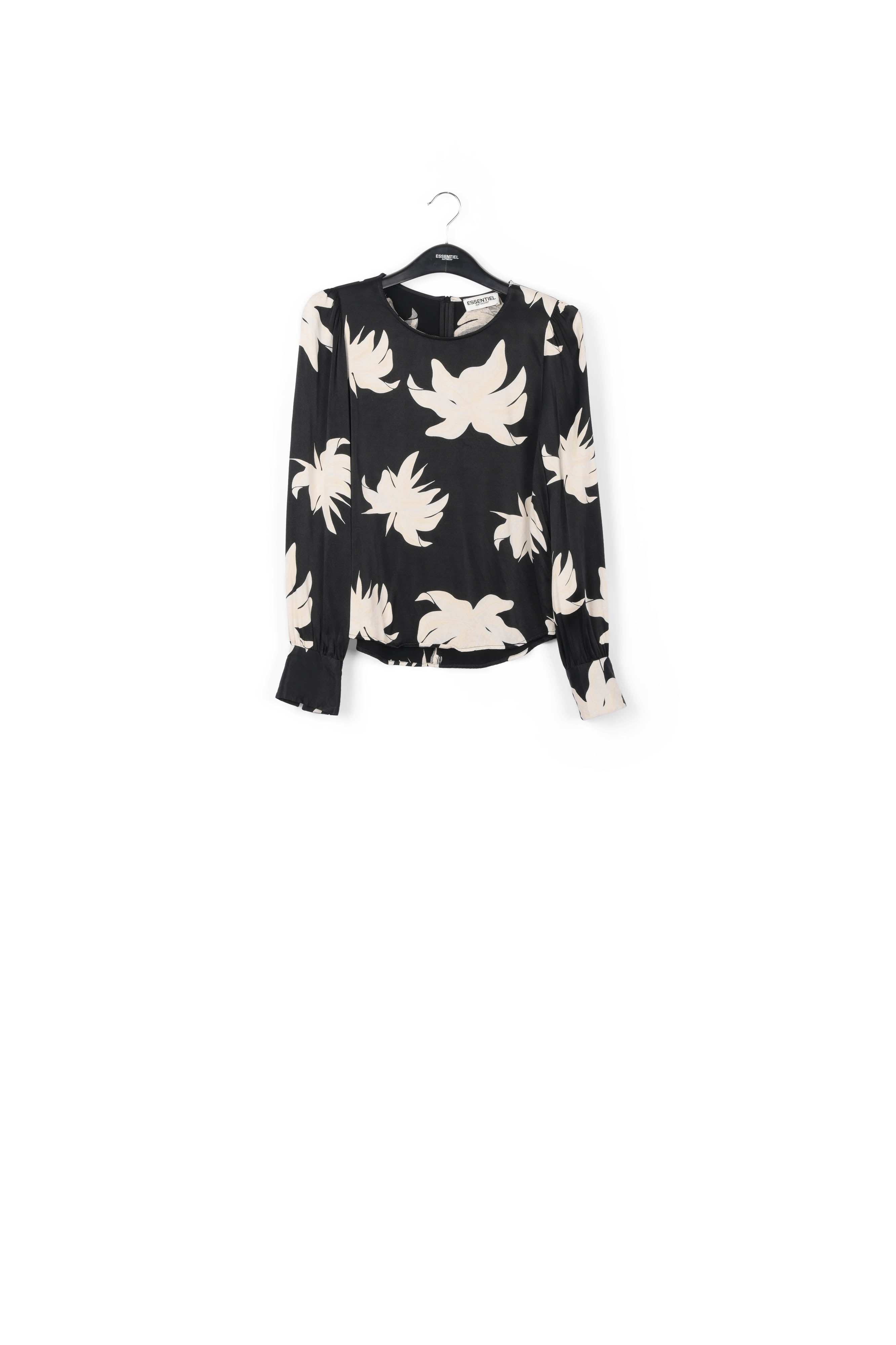 Black and off-white floral top RE—SSENTIEL | Essentiel second hand