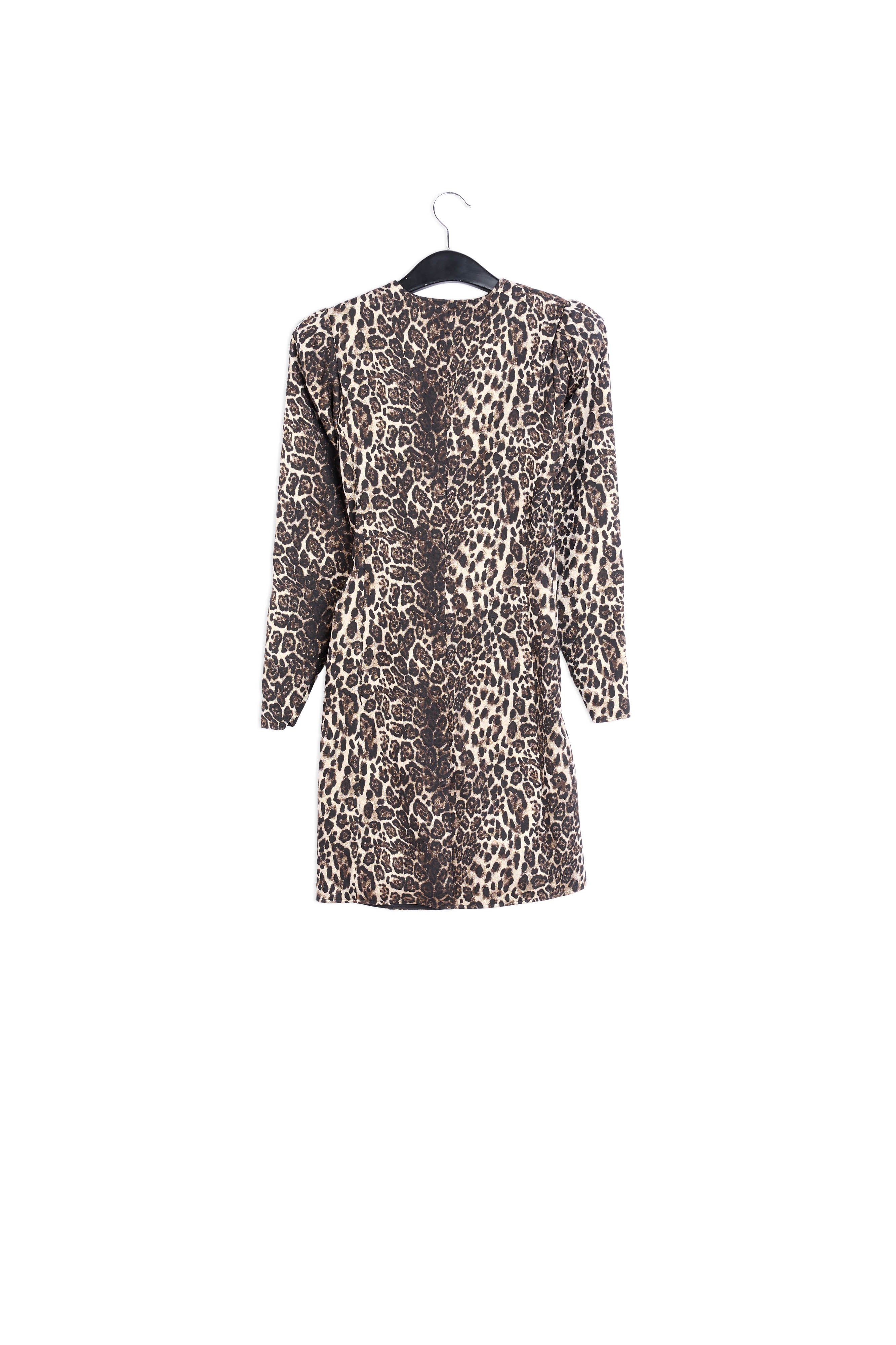 Asymmetrische mini-wikkeljurk met luipaardprint RE—SSENTIEL | Essentiel second hand