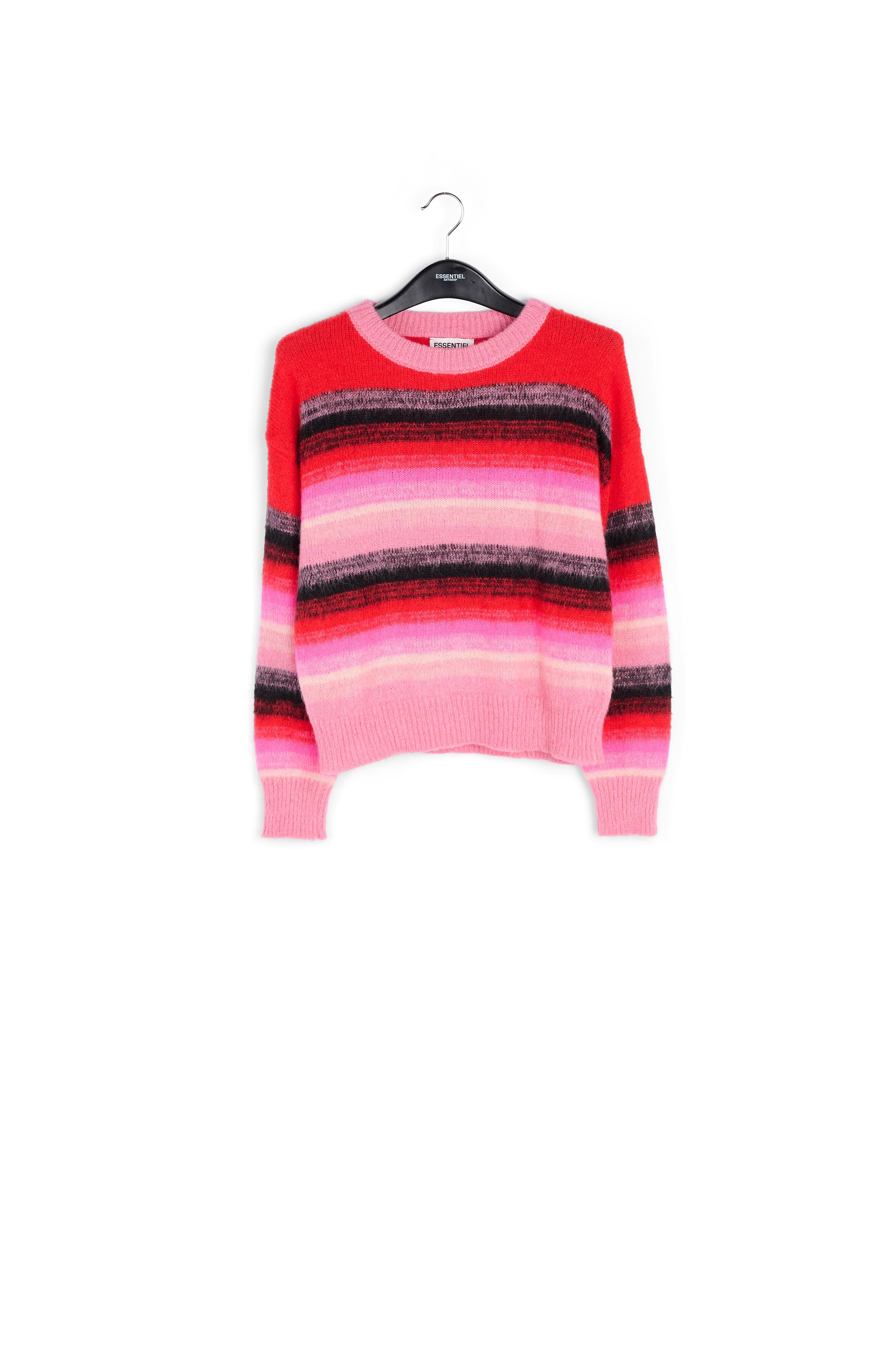 Pull à rayures rouges, rose et noires RE—SSENTIEL | Essentiel second hand