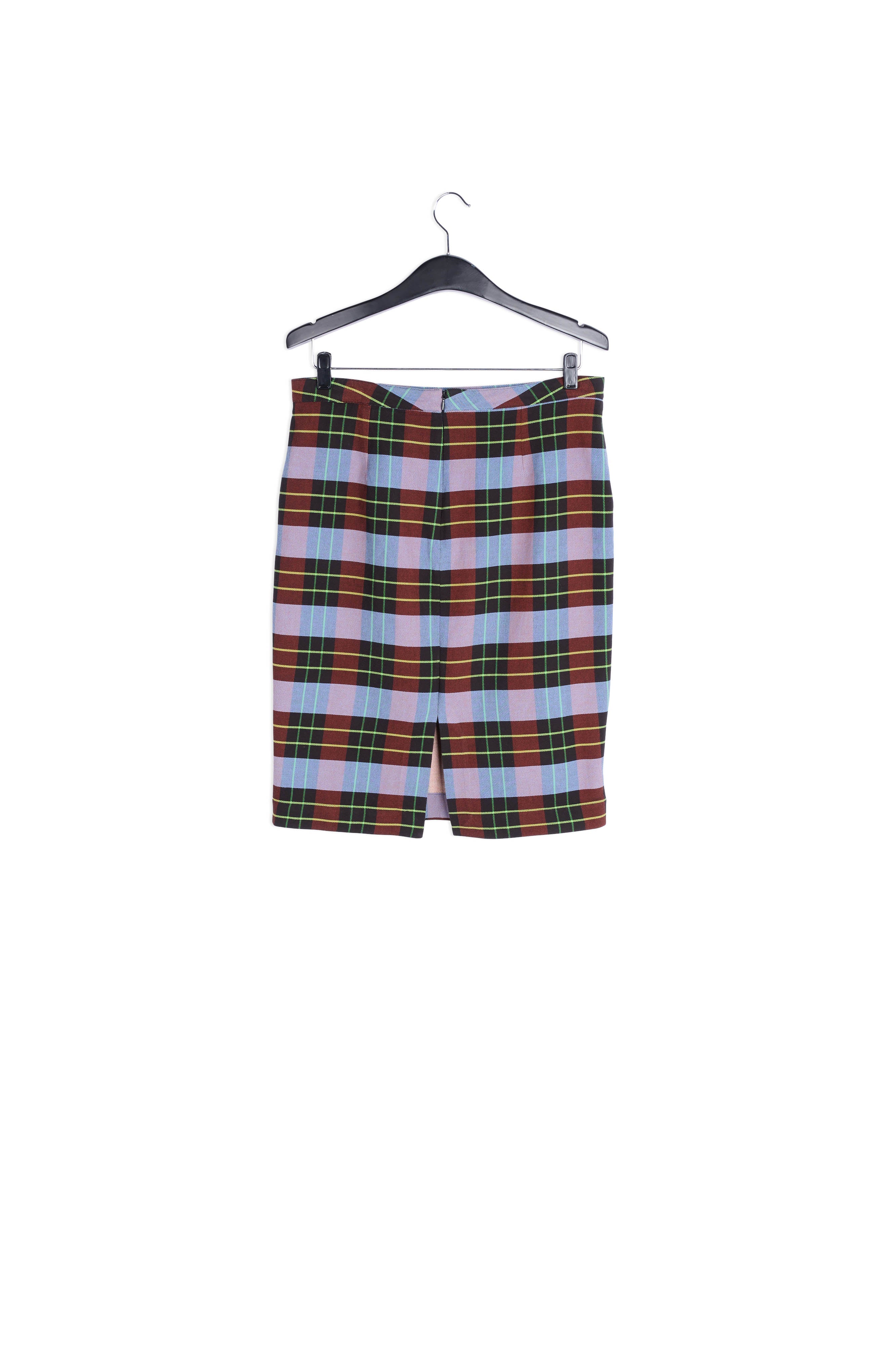 Light blue, burgundy and black plaid midi skirt RE—SSENTIEL | Essentiel second hand