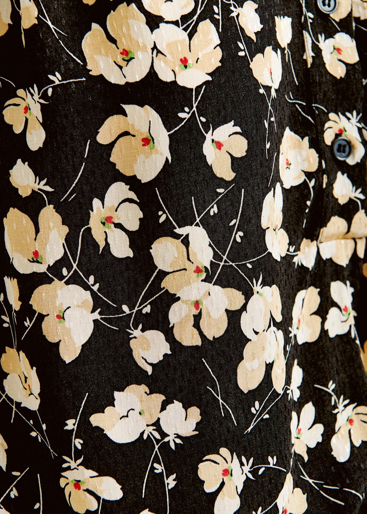 Black floral-print polo top RE—SSENTIEL | Essentiel second hand