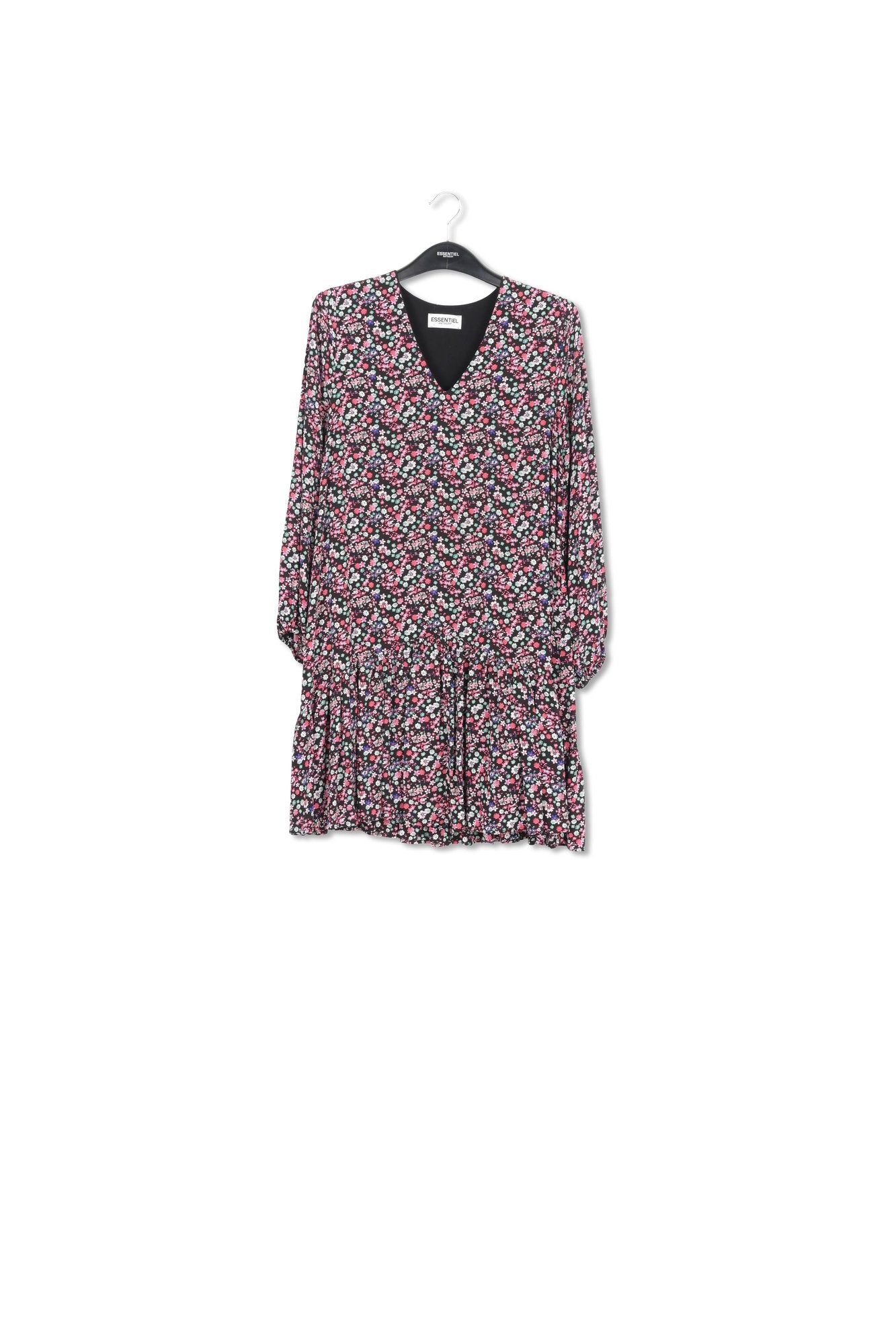 Black floral-print mini dress RE—SSENTIEL | Essentiel second hand