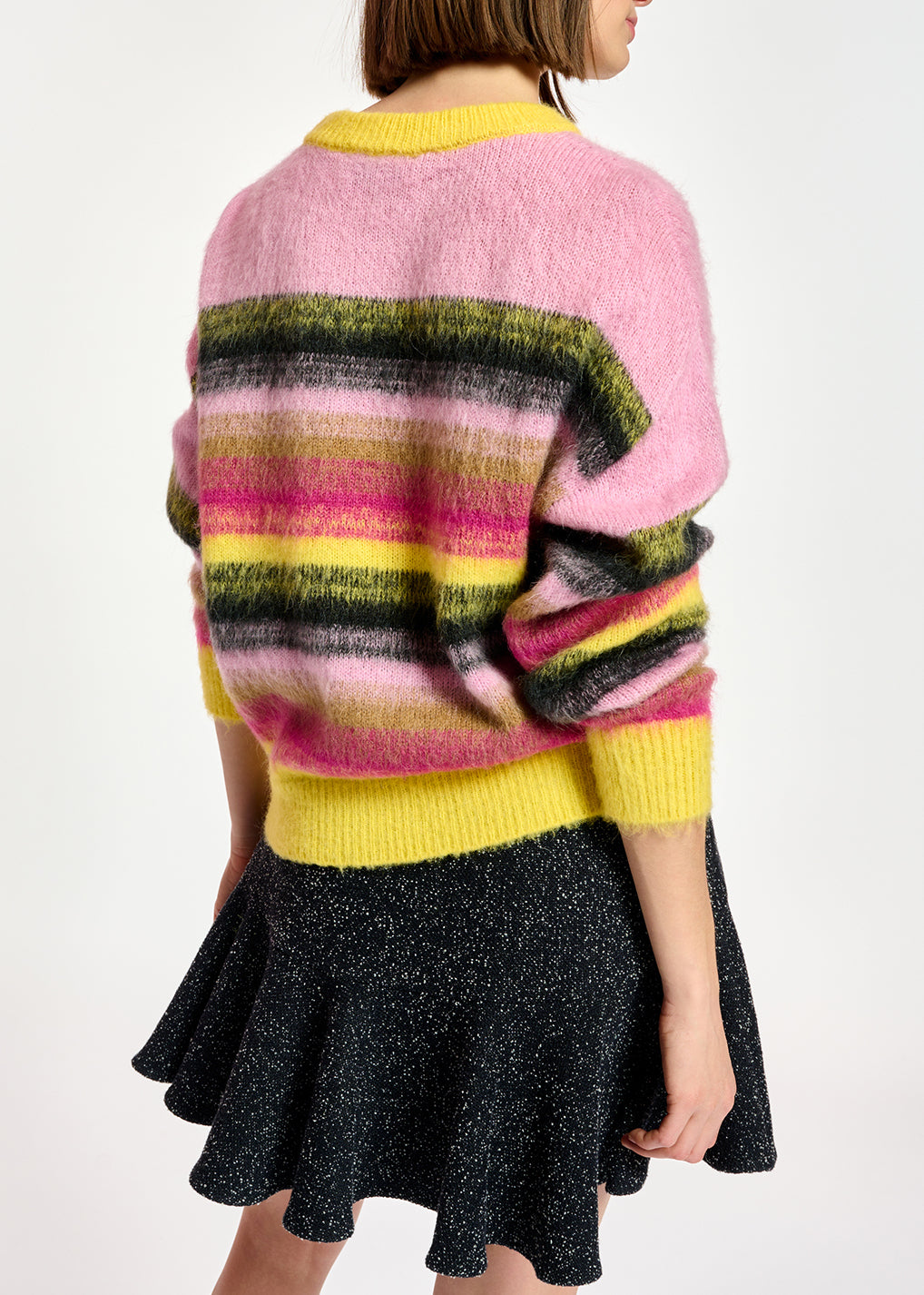 Gebreide trui met gele, roze en zwarte strepen RE—SSENTIEL | Essentiel second hand