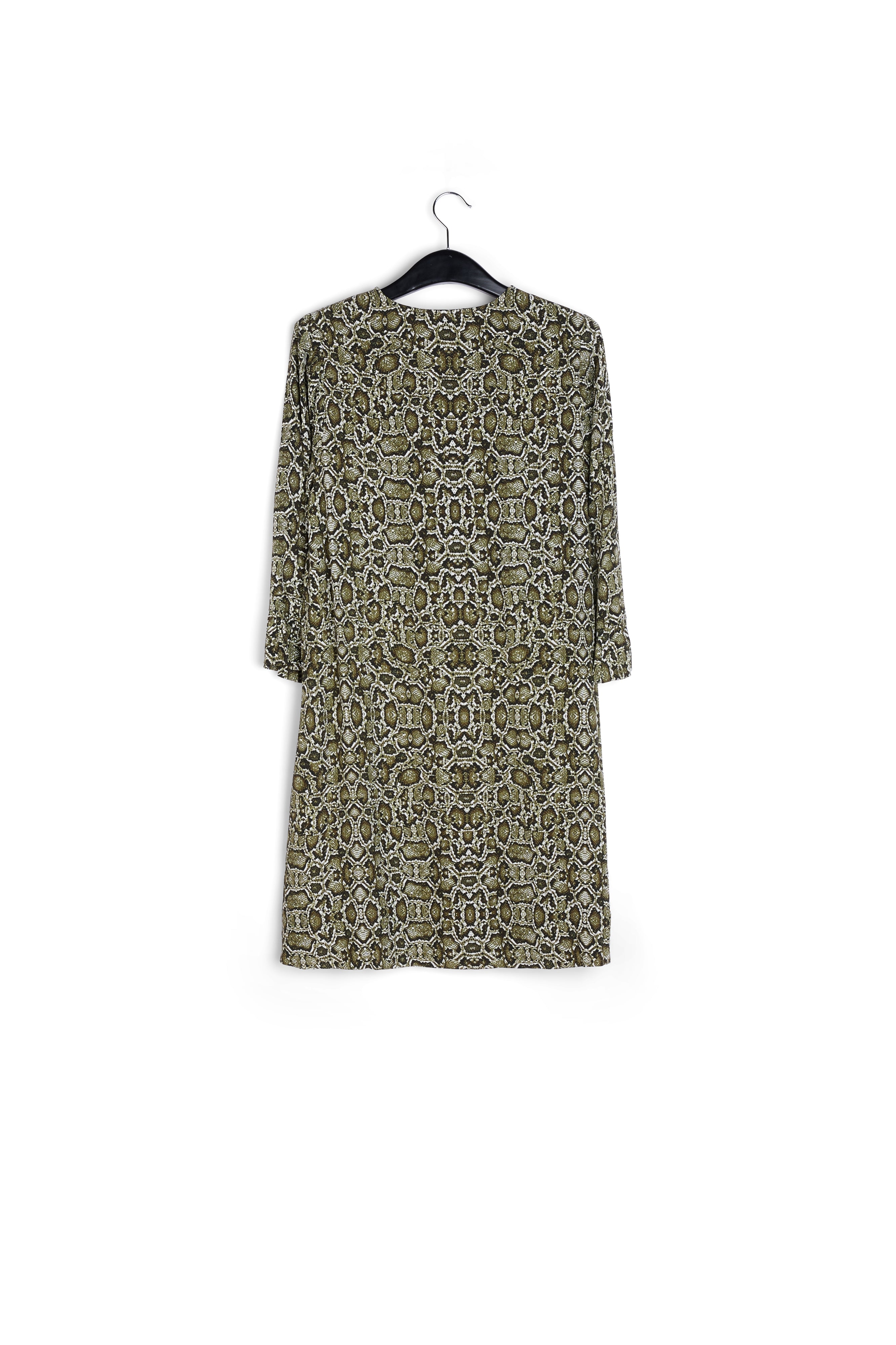 Kakigroene mini-jurk met slangenprint RE—SSENTIEL | Essentiel second hand