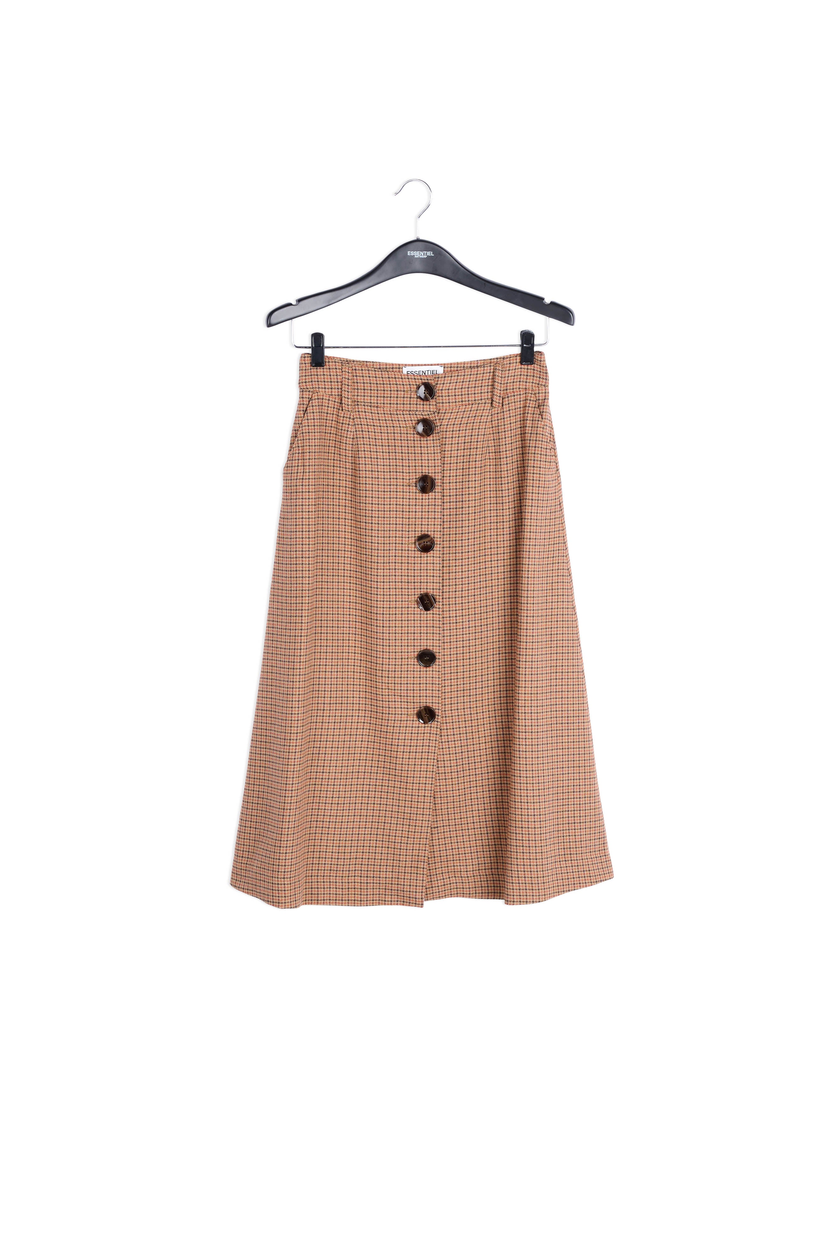 Brown check midi-length skirt RE—SSENTIEL | Essentiel second hand