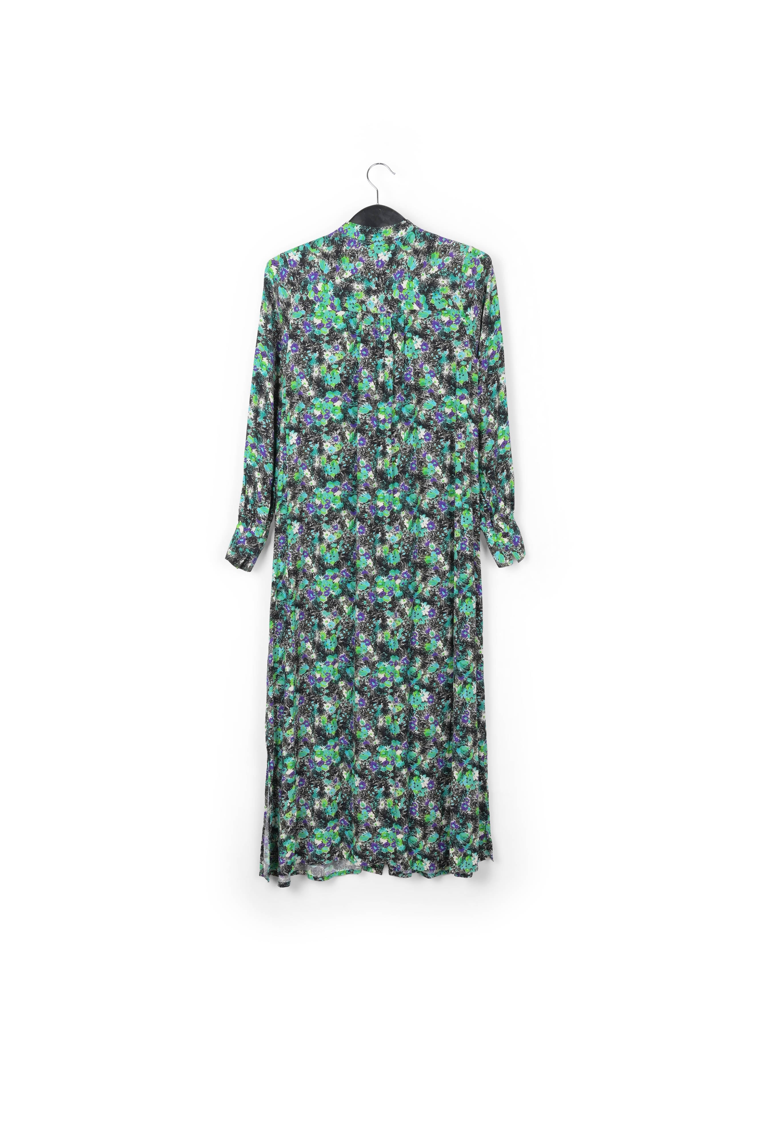 Robe chemise verte fleurie à ligne a RE—SSENTIEL | Essentiel second hand