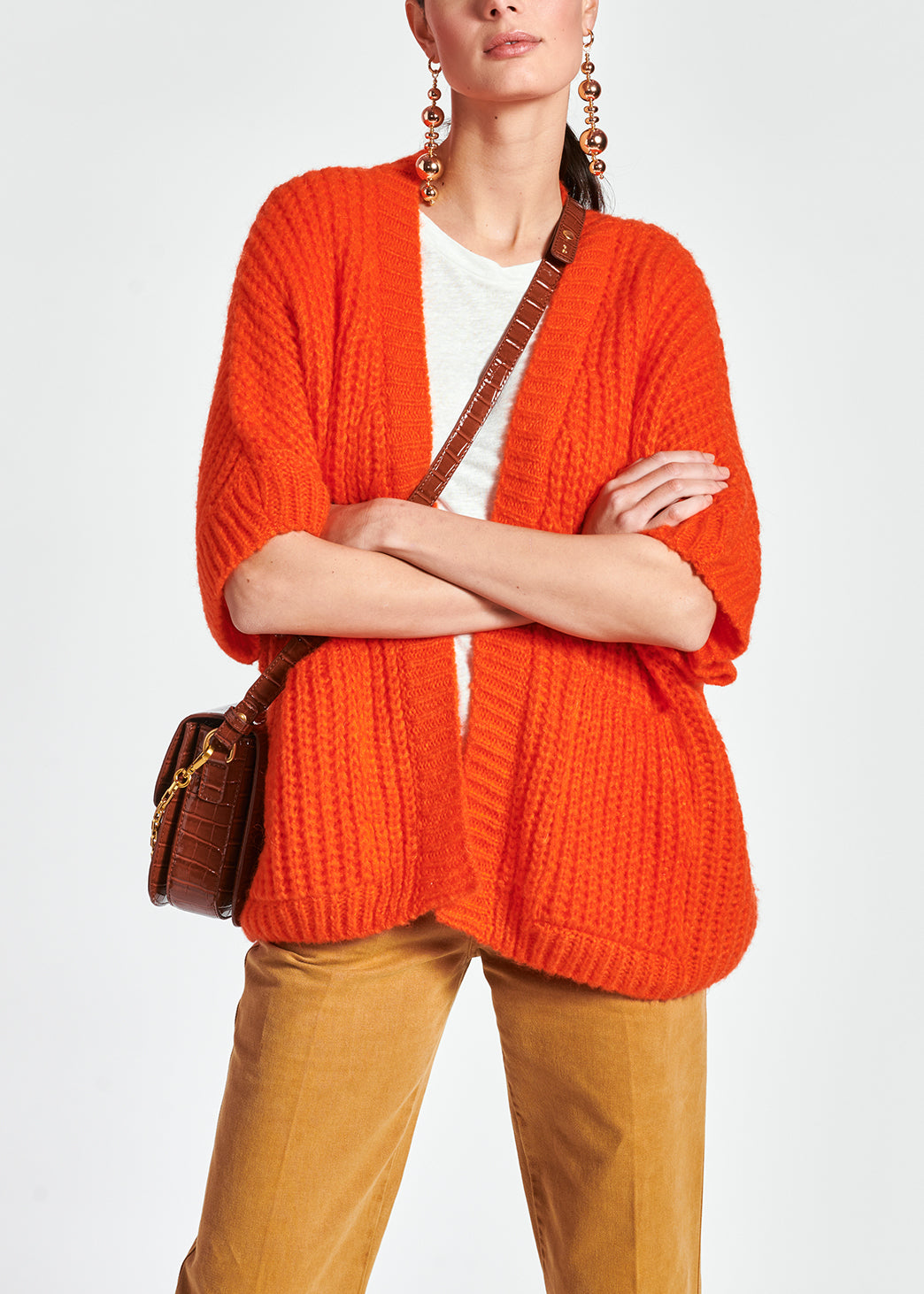 Cardigan orange en mohair mélangé RE—SSENTIEL | Essentiel second hand