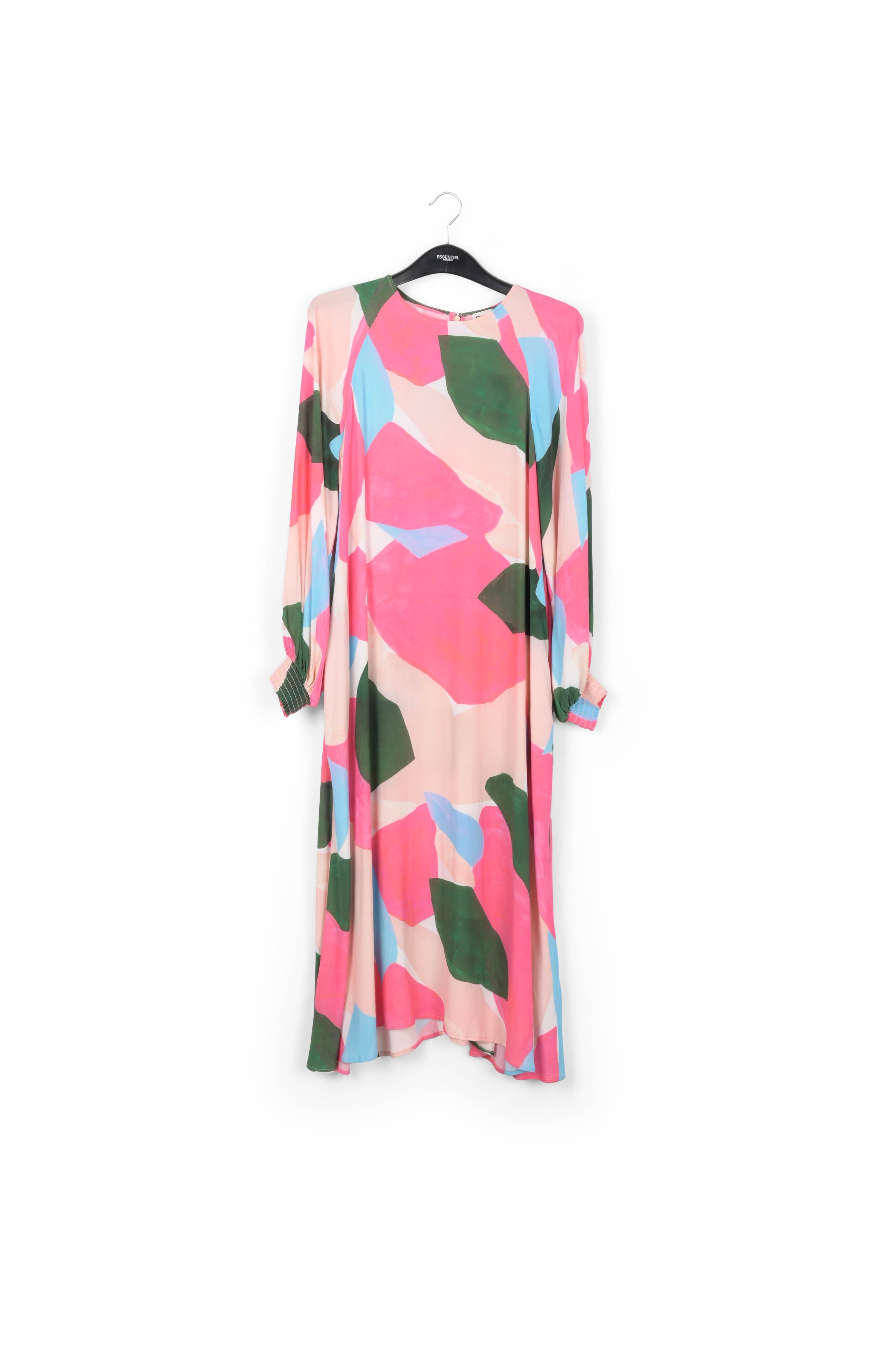 Light pink, pink and blue maxi-dress with graphic print RE—SSENTIEL | Essentiel second hand